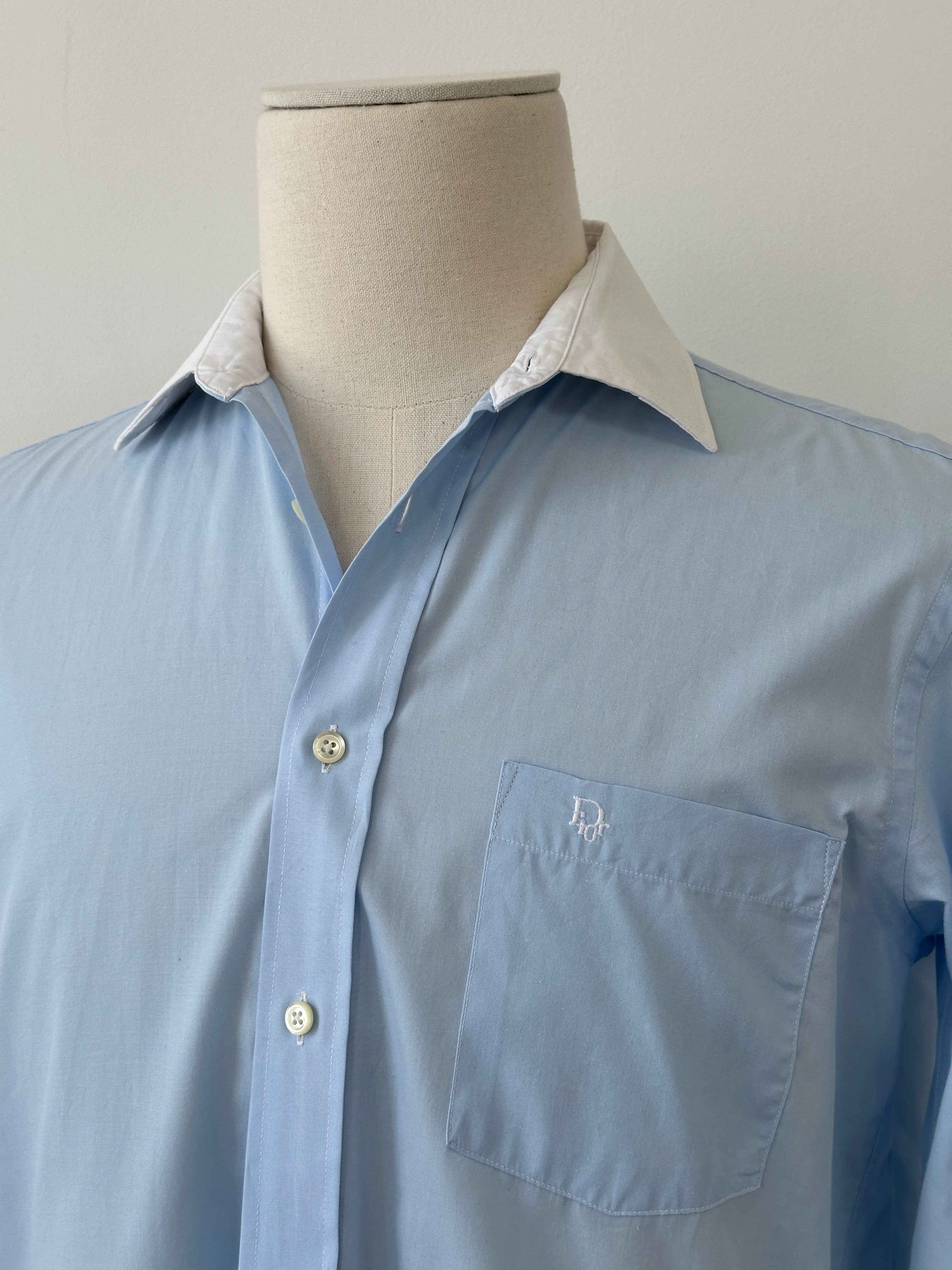 Christian Dior 1990s Contrast Collar Cotton Shirt - XS