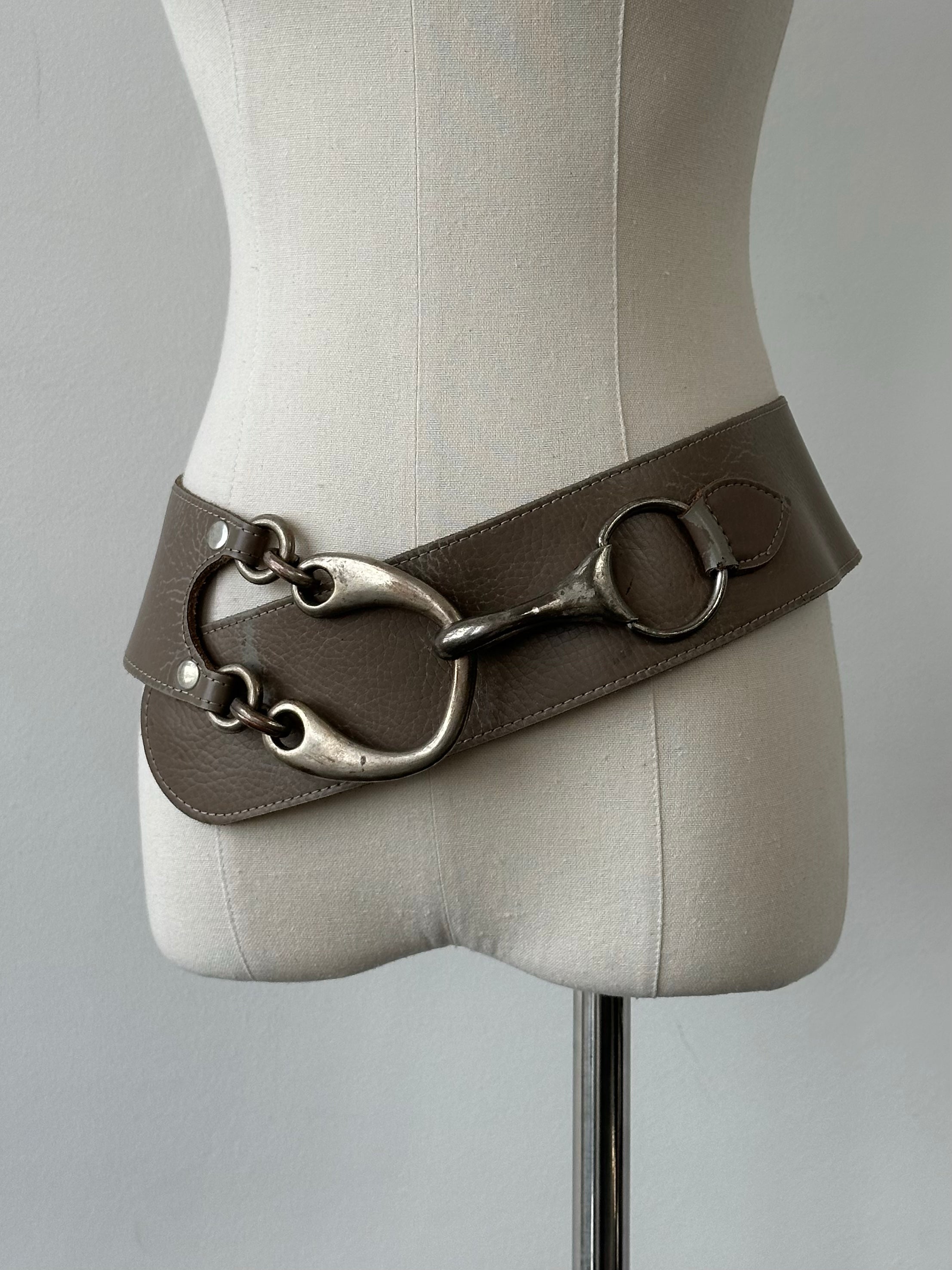 Vintage 1990s Chunky Leather Hip Belt - W38