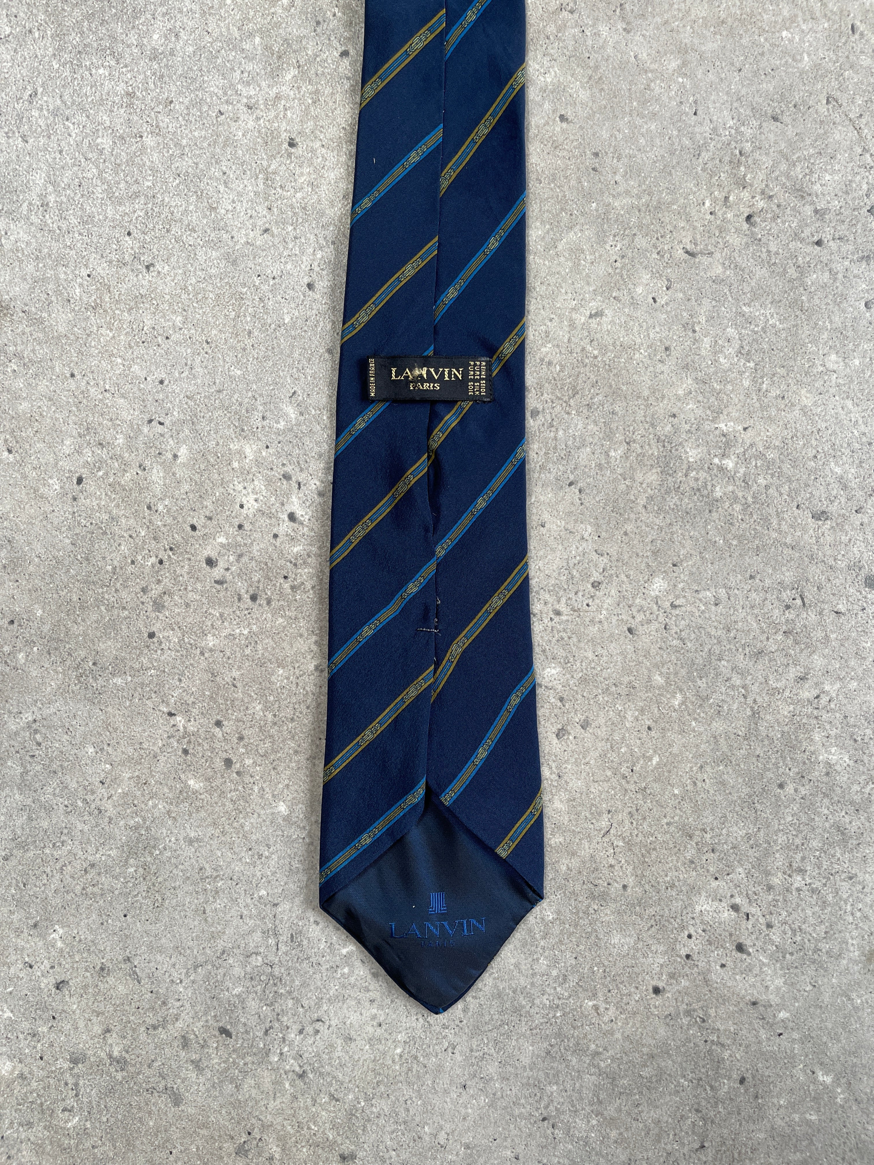 Lanvin Paris 1990s Pure Silk Striped Tie