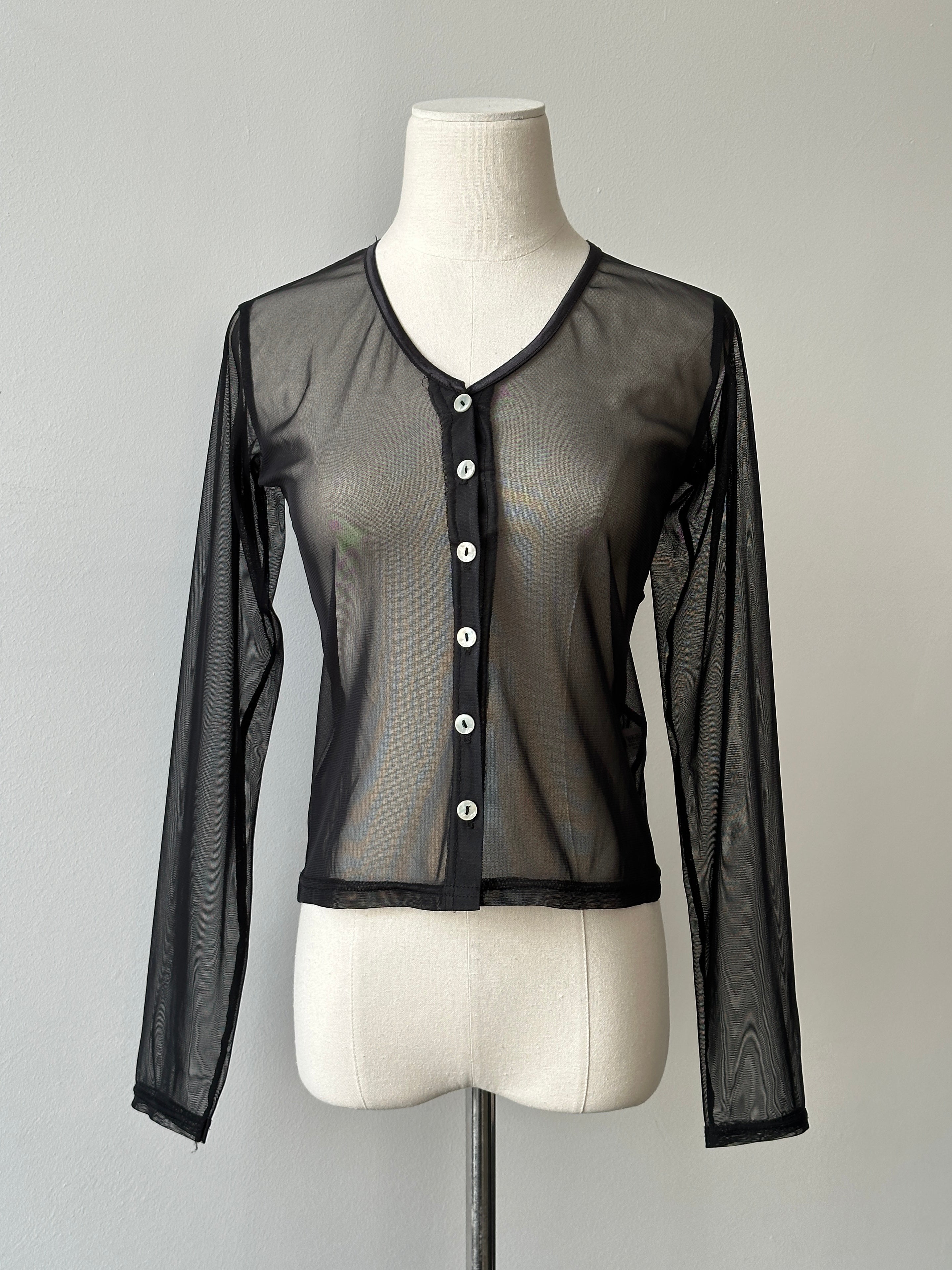 Vintage 1990s Nylom Sheer Cardigan - S