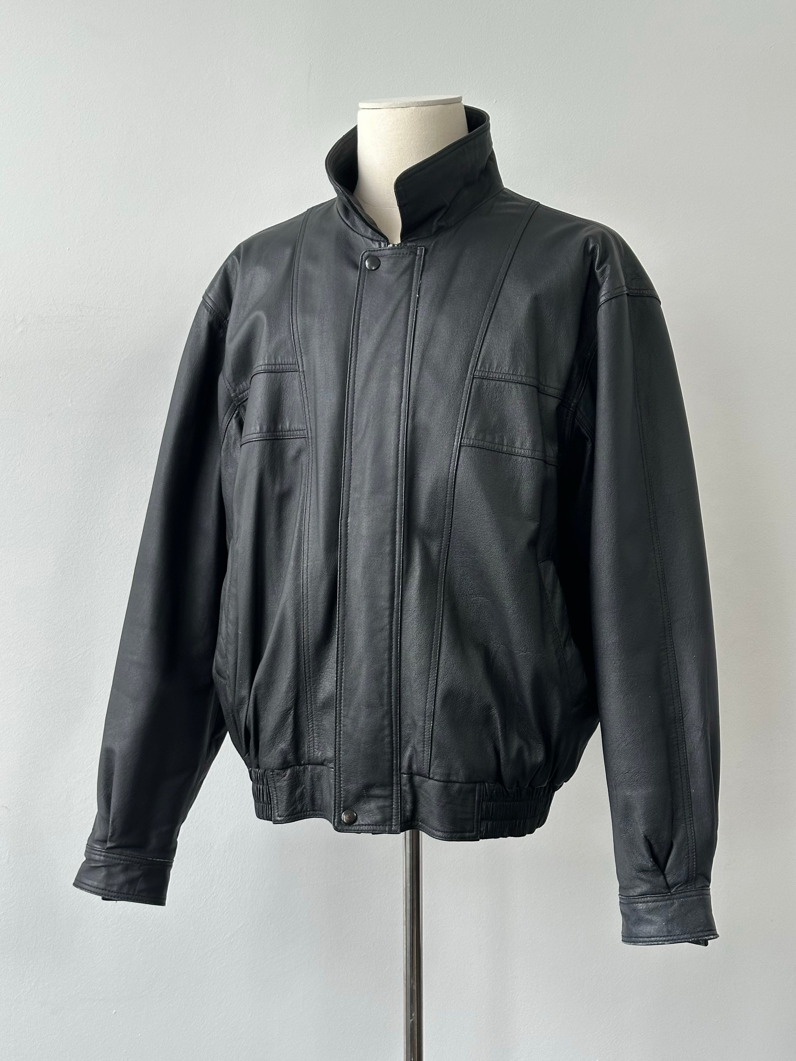 Vintage 1990s Boxy Leather Bomber Jacket - XL/XXL