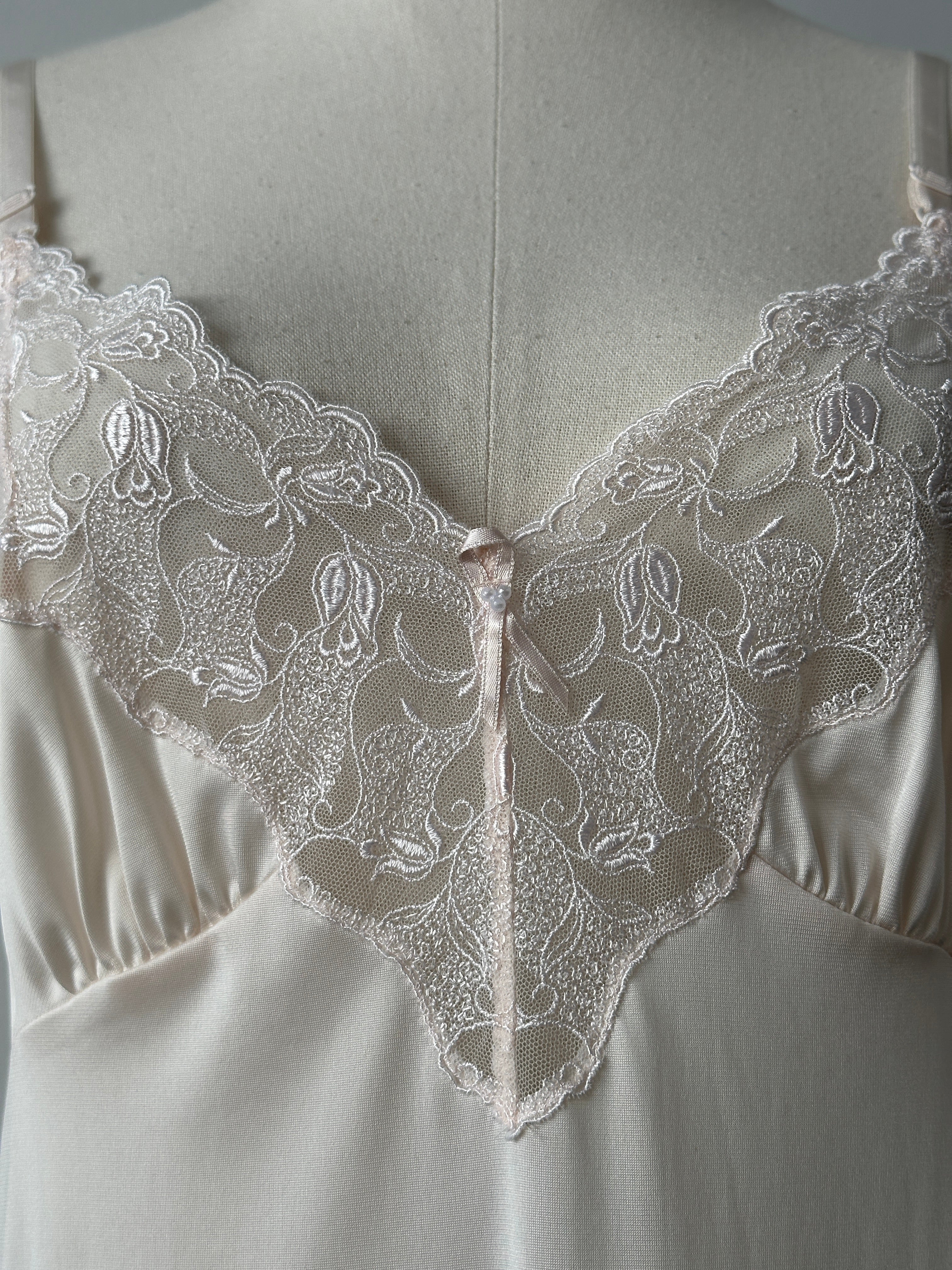 Vintage 1990s Satin Lace Midi Slip Dress - S-M