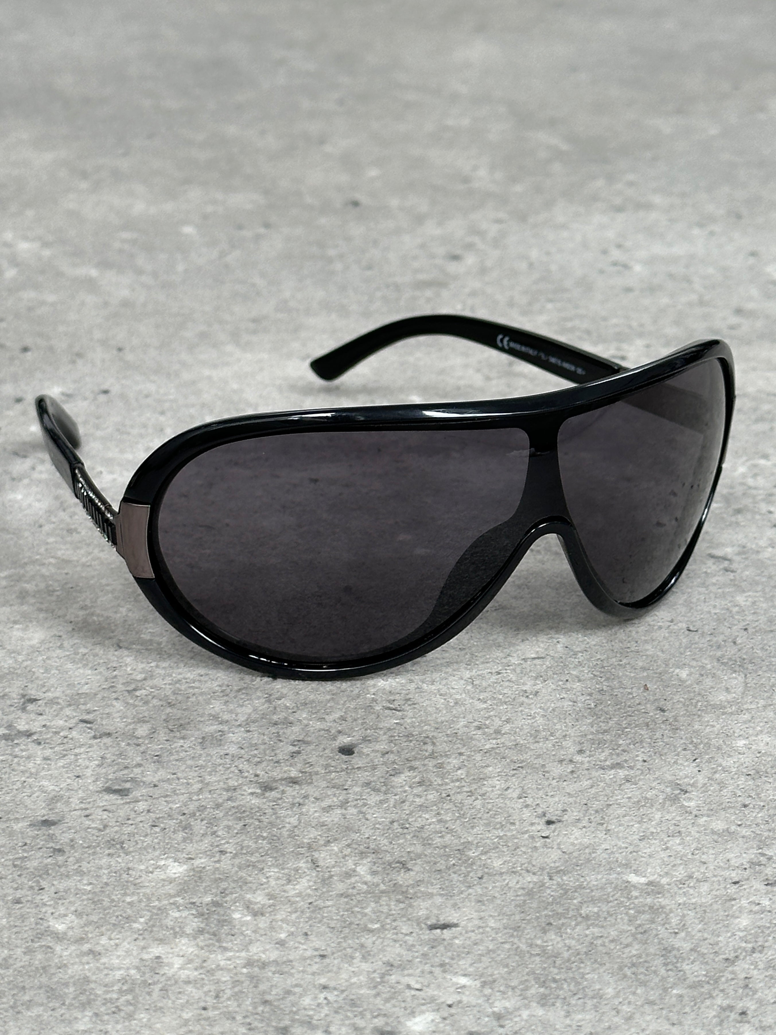 Valentino 2000s Crystal Bar Shield Logo Sunglasses