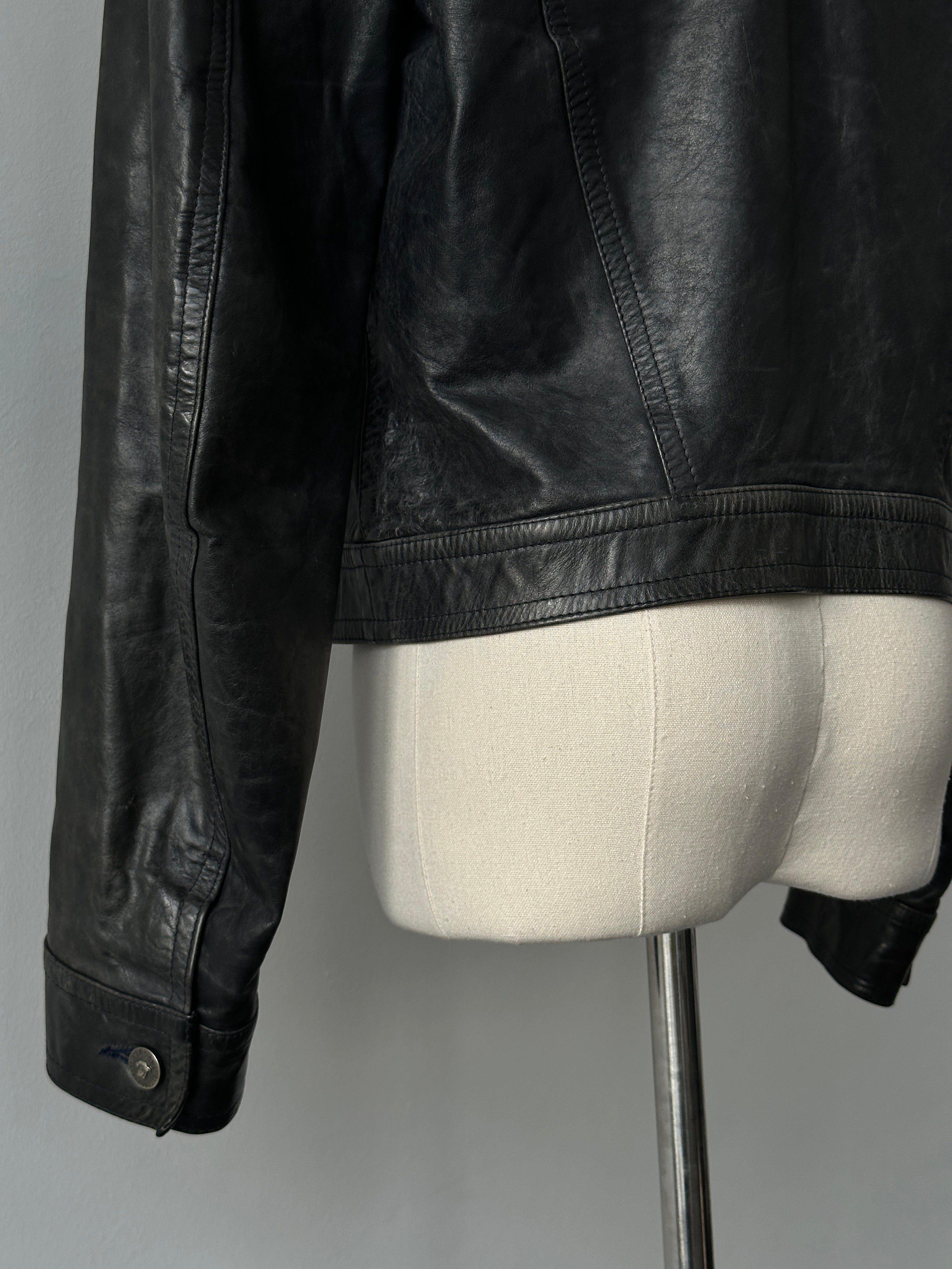 Versace Jeans Couture 2000s Bespoke Button Leather Jacket - S-M