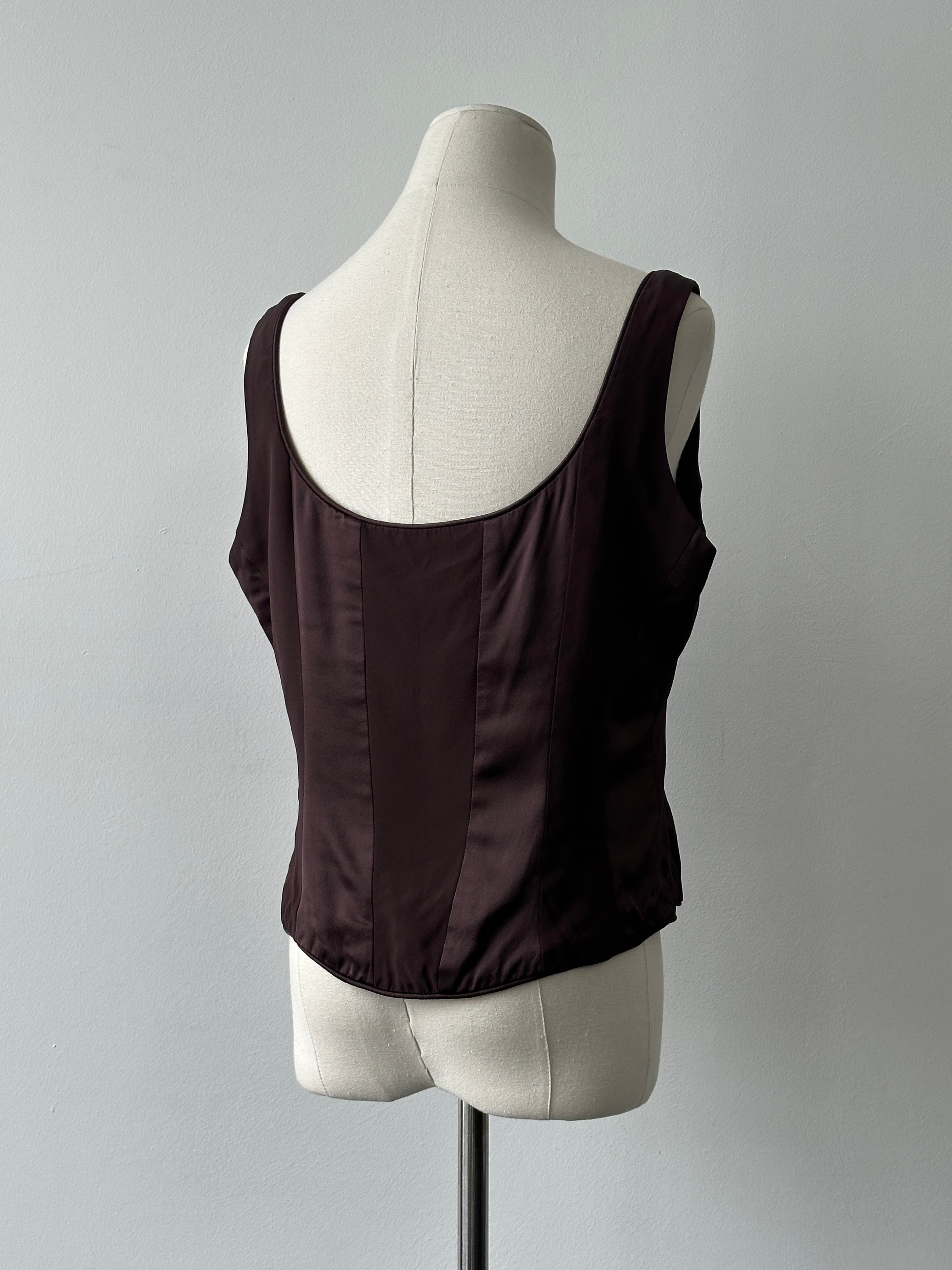 Vintage 1990s Panelled Sleeveless Satin Top - L