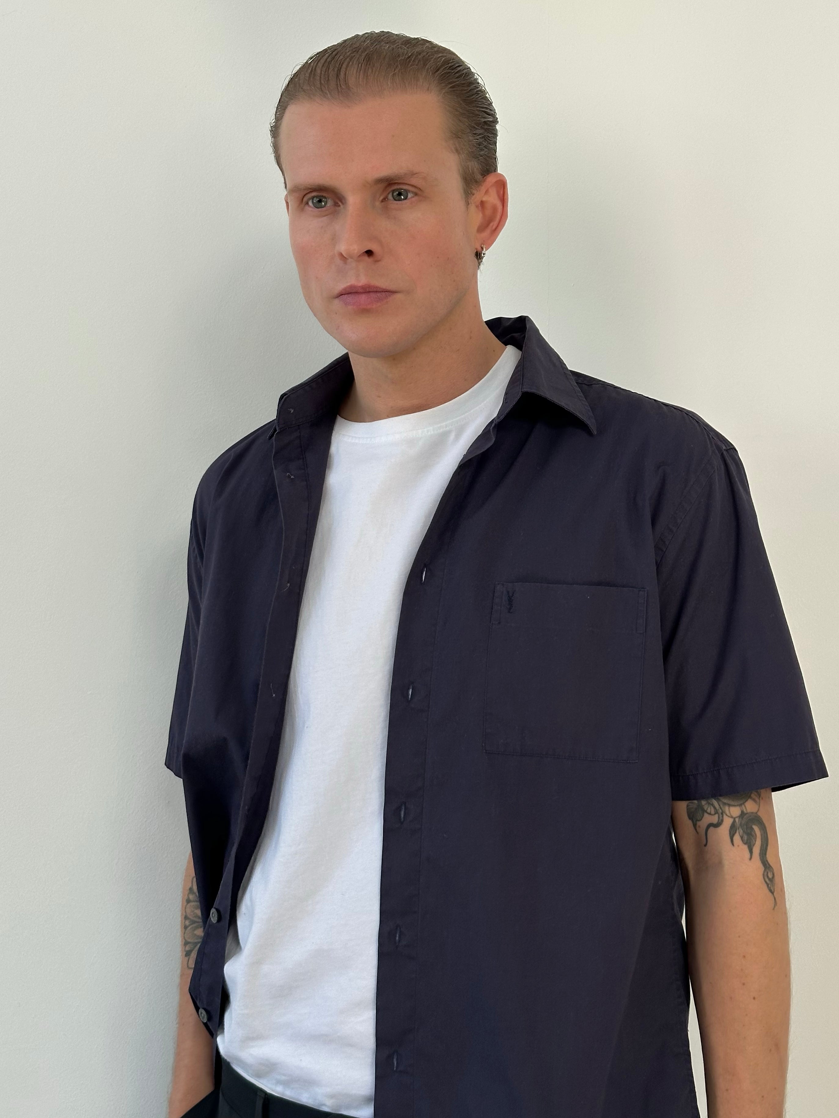 Yves Saint Laurent Pour Homme 1990s Cotton Short Sleeve Shirt - M/L