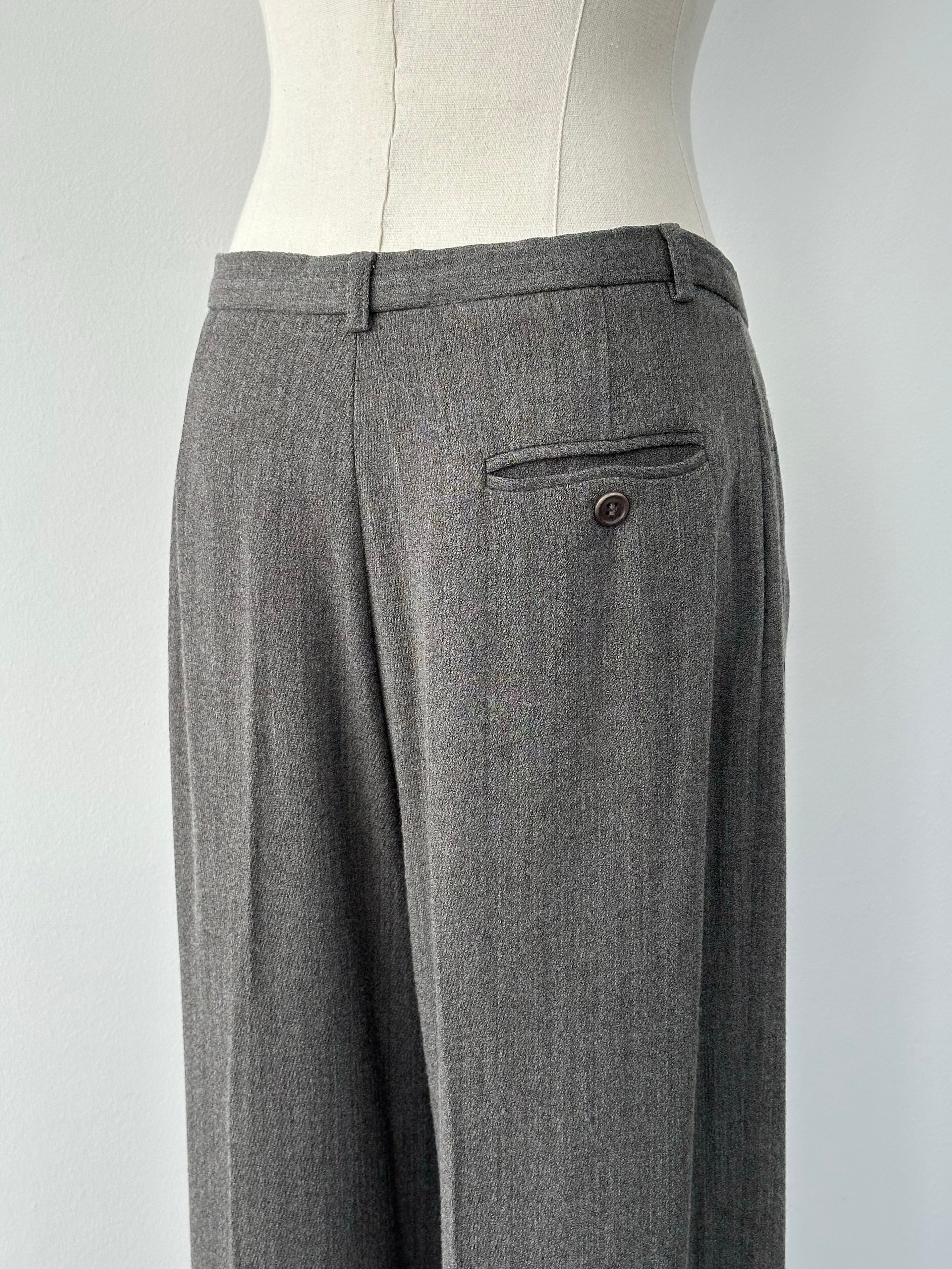 Calvin Klein 2000s Wool Wide Leg Tailored Trousers - W30