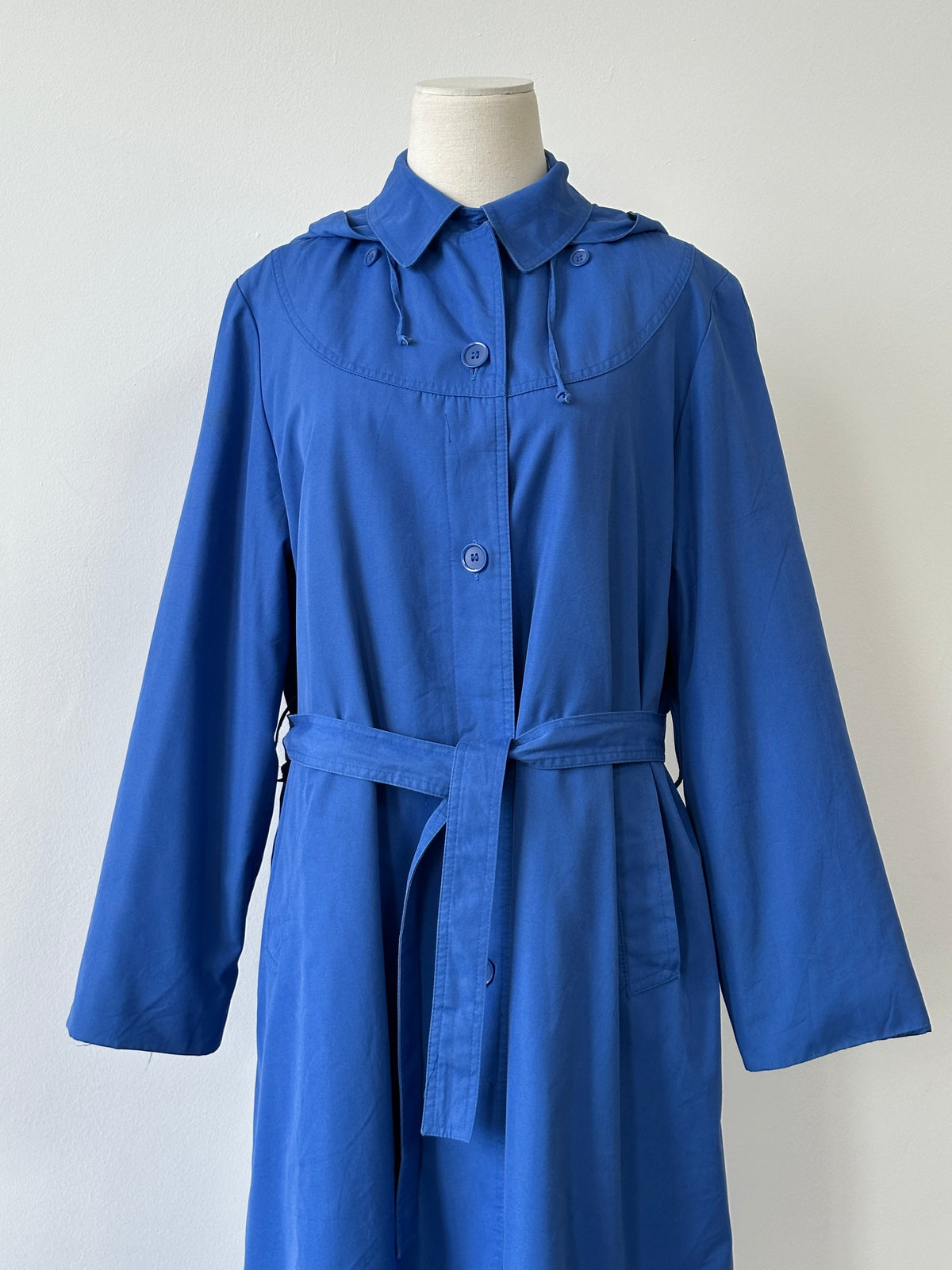 London Fogg 1980s Cotton Hooded Belted Trench - M