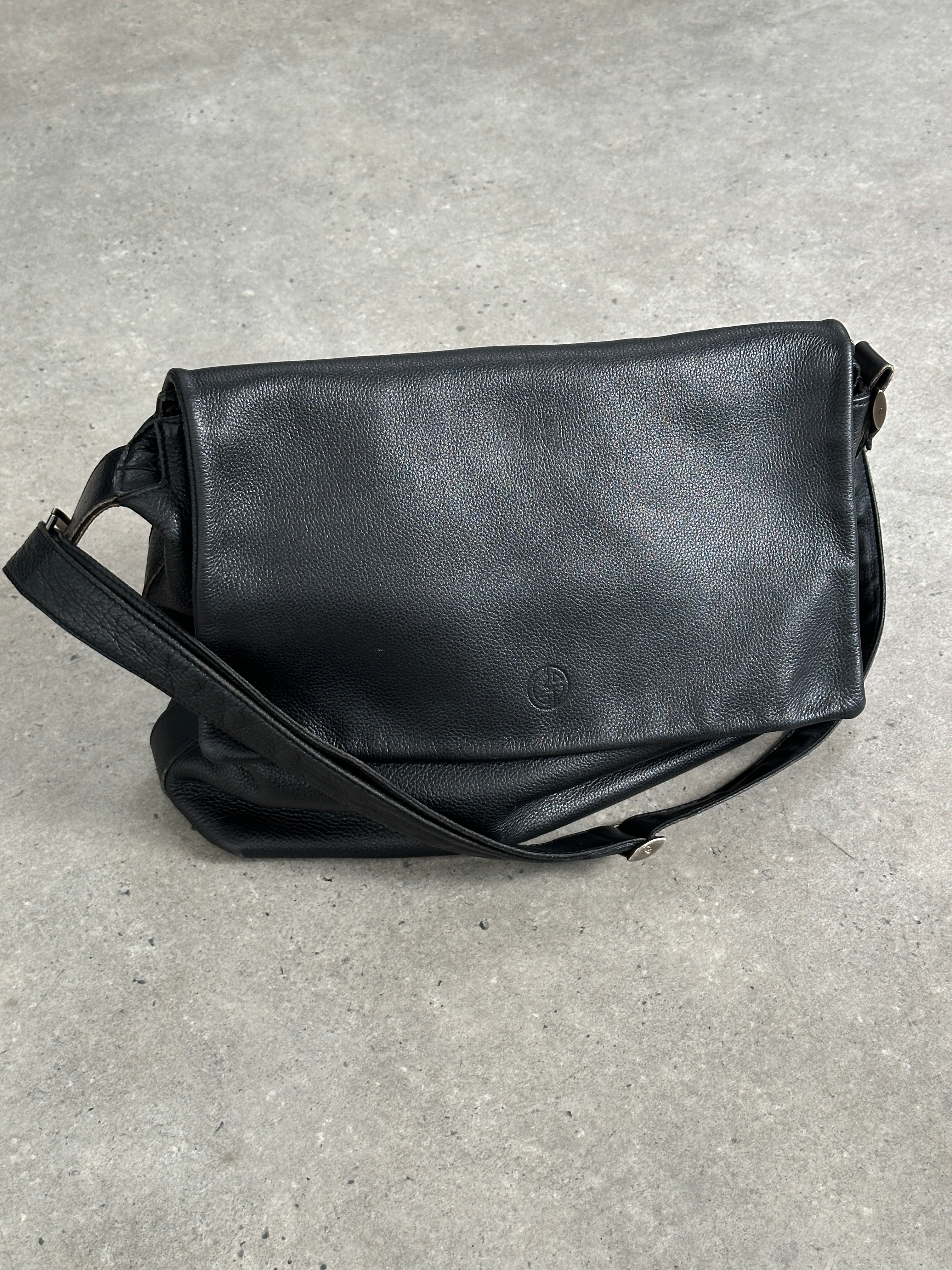 Giorgio Armani 1990s Leather Logo Crossbody Bag