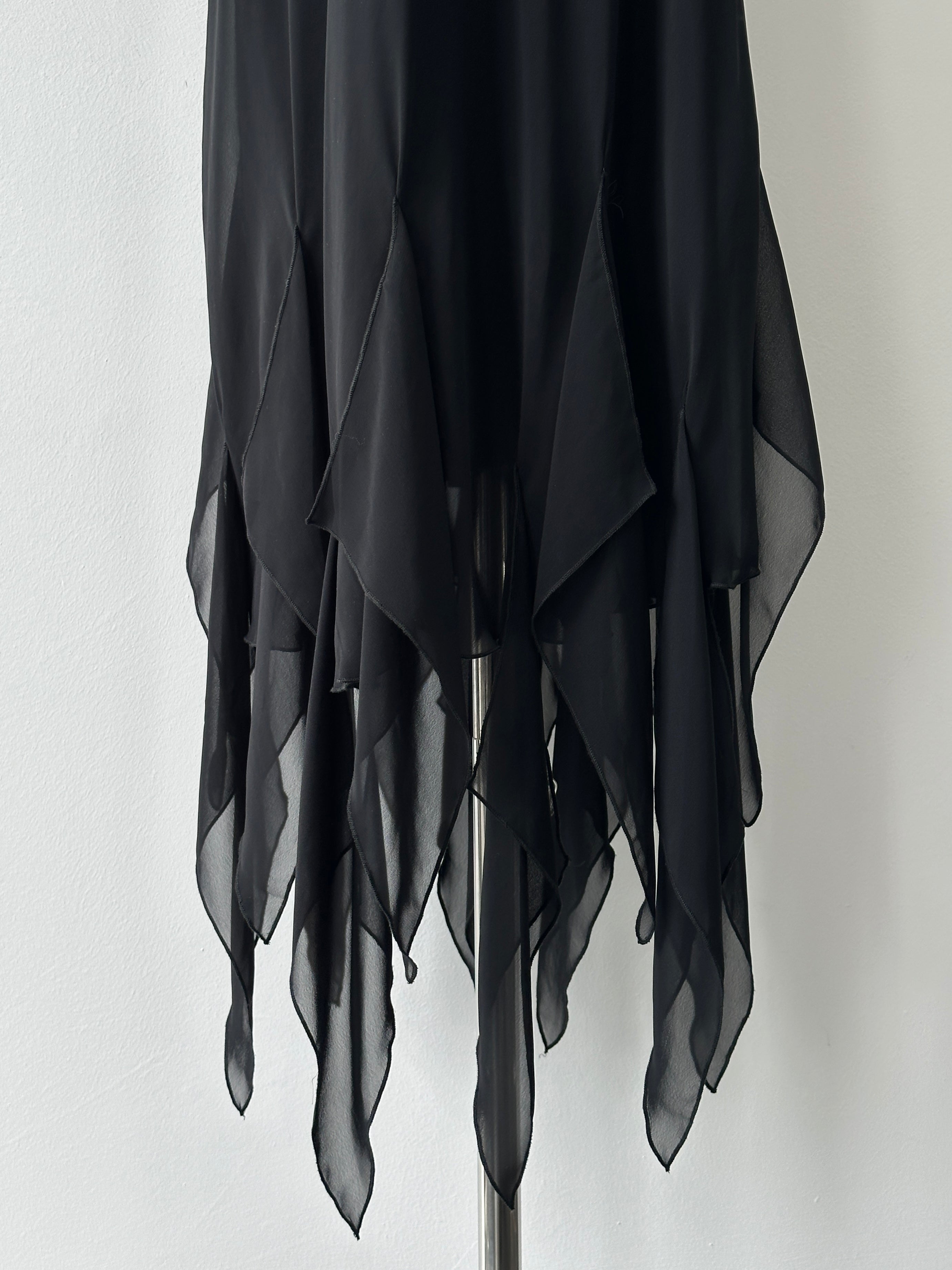 Vintage 2000s Sheer Asymmetrical Maxi Dress - S-M