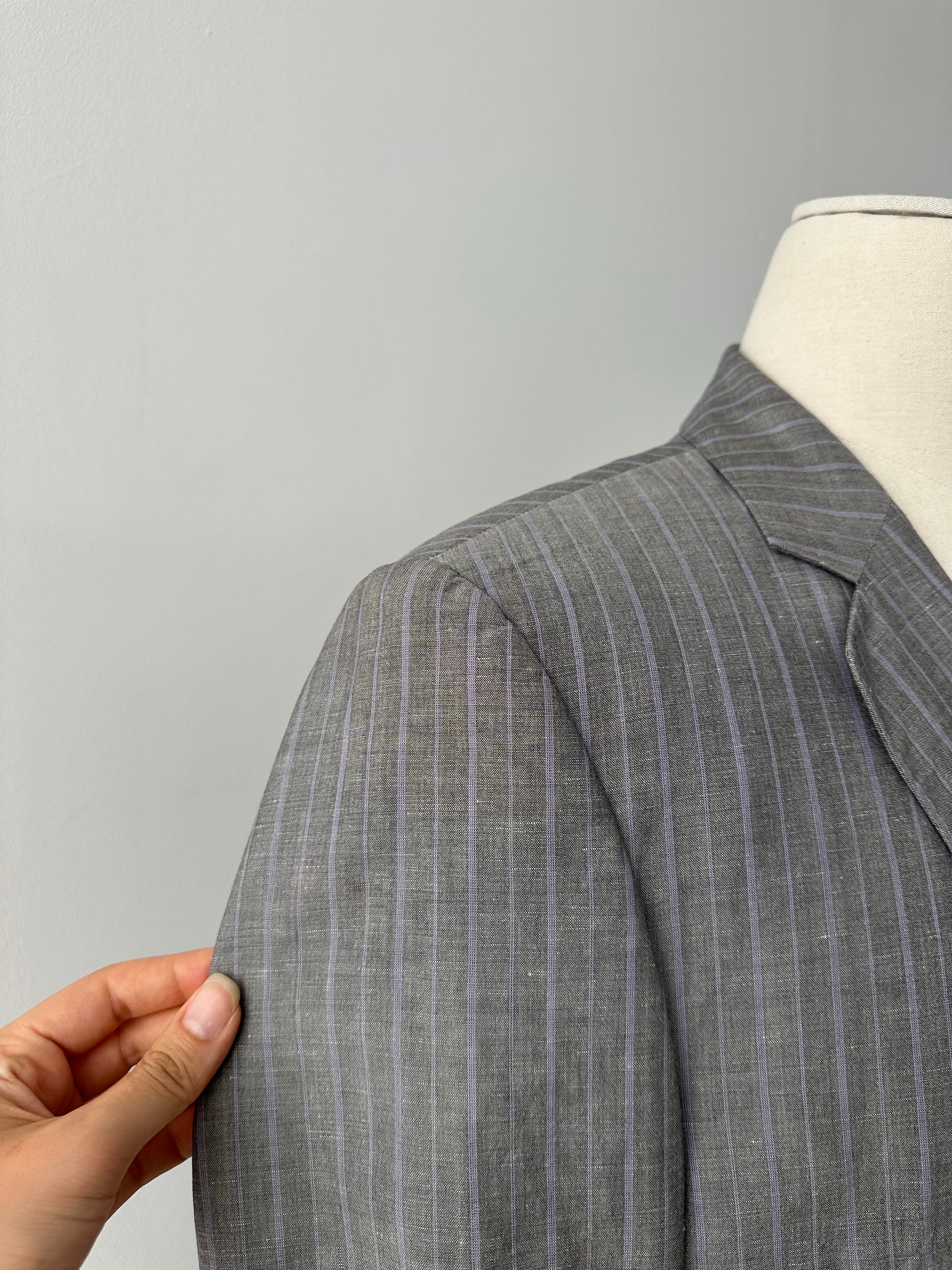 Loro Piana x Coldes 1990s Linen Striped Blazer - 40R