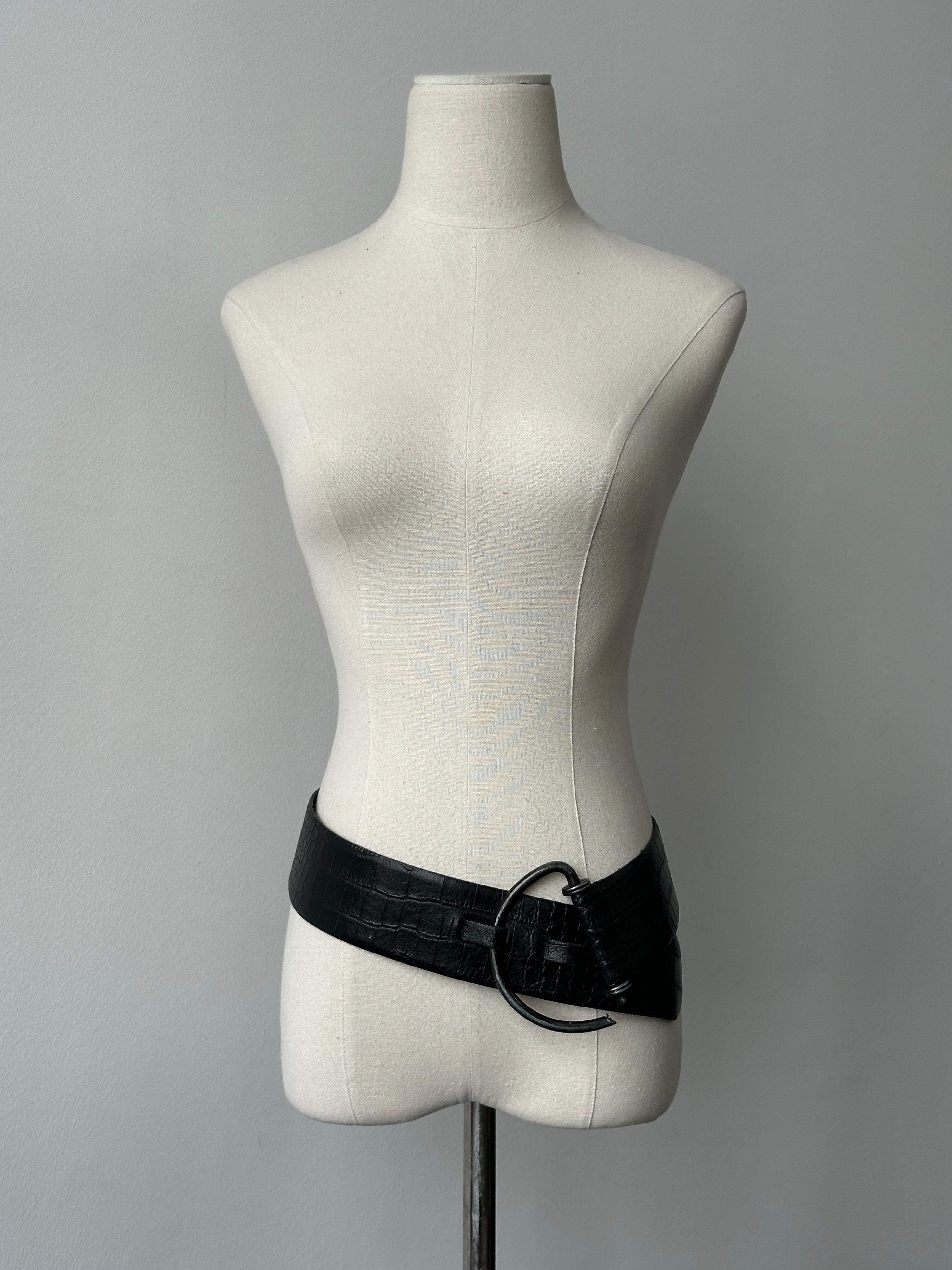 Vintage 1990s Leather D Ring Chunky Belt - W33-37