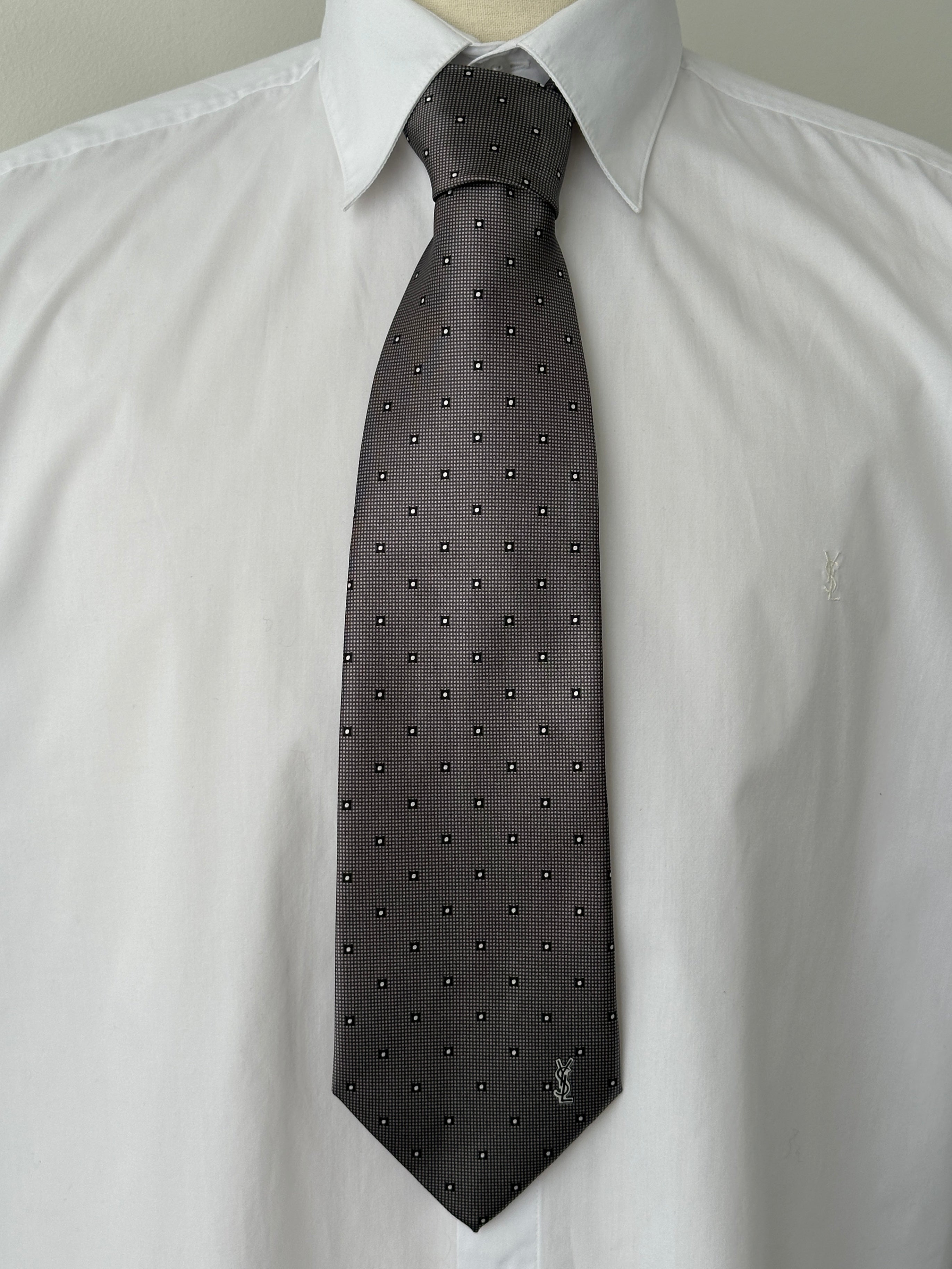 Yves Saint Laurent 1990s Pure Silk Logo Tie