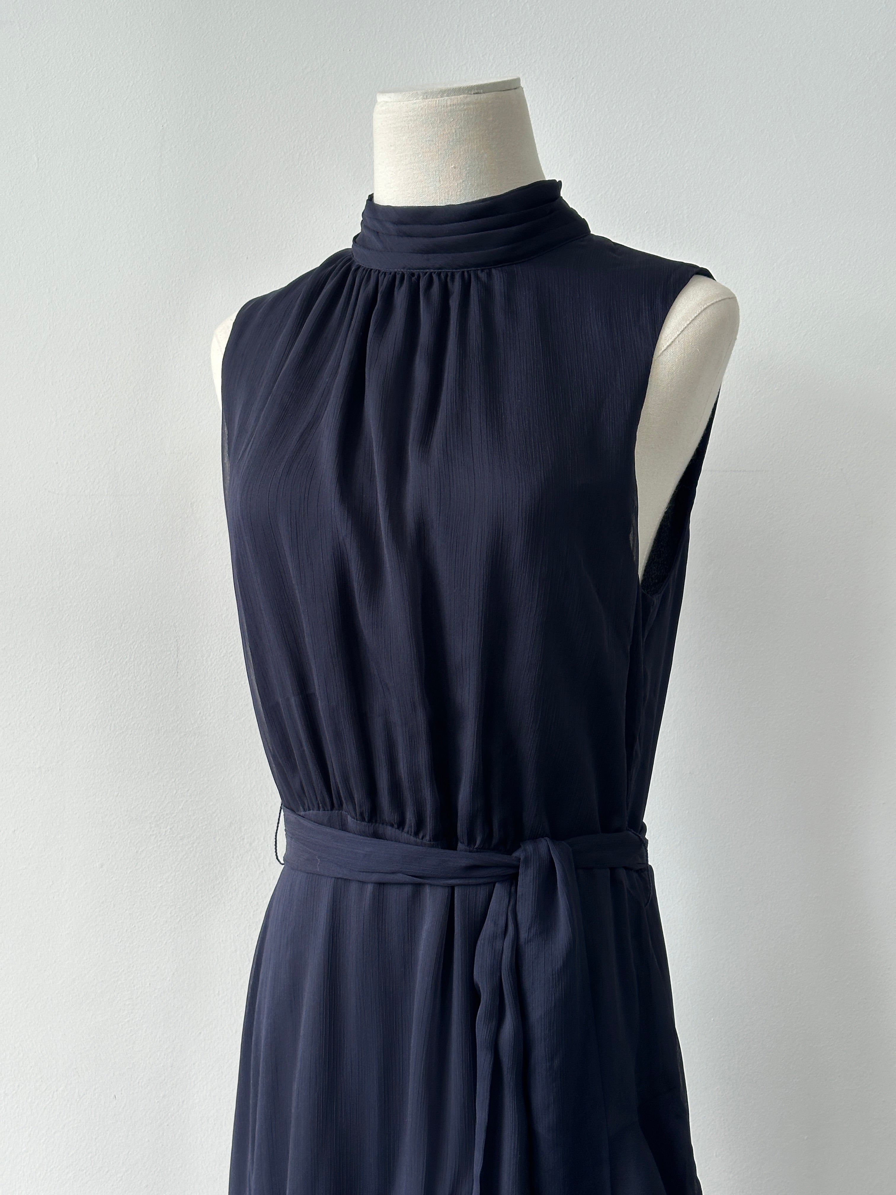 CeCe Asymmetric High Neck Sleeveless Dress - M