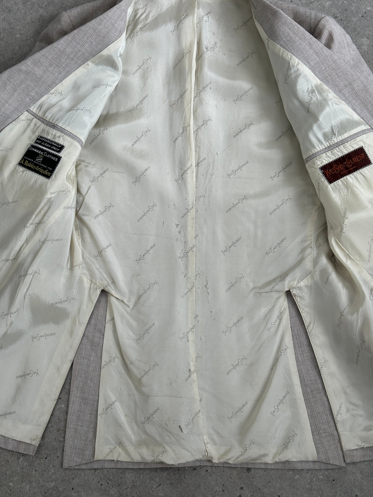 Yves Saint Laurent 1980s Wool Stripe Single Breasted Blazer - M