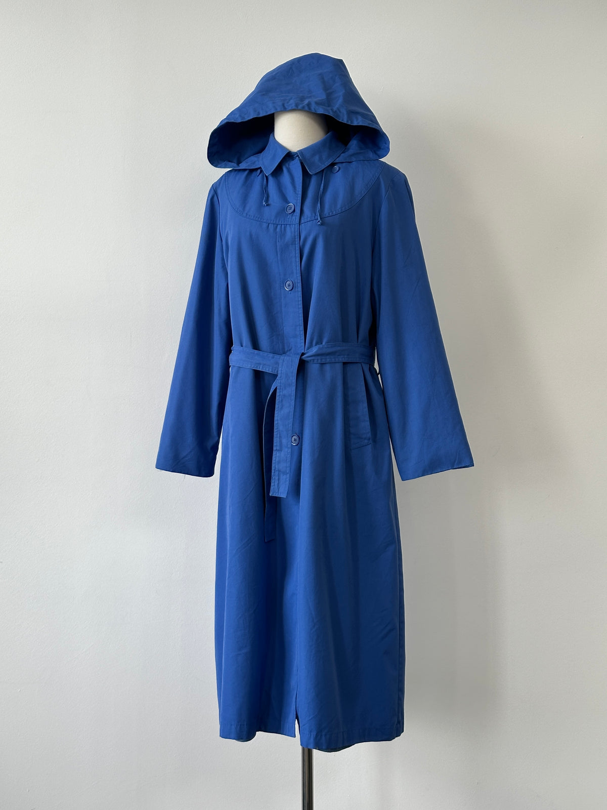 London Fogg 1980s Cotton Hooded Belted Trench - M