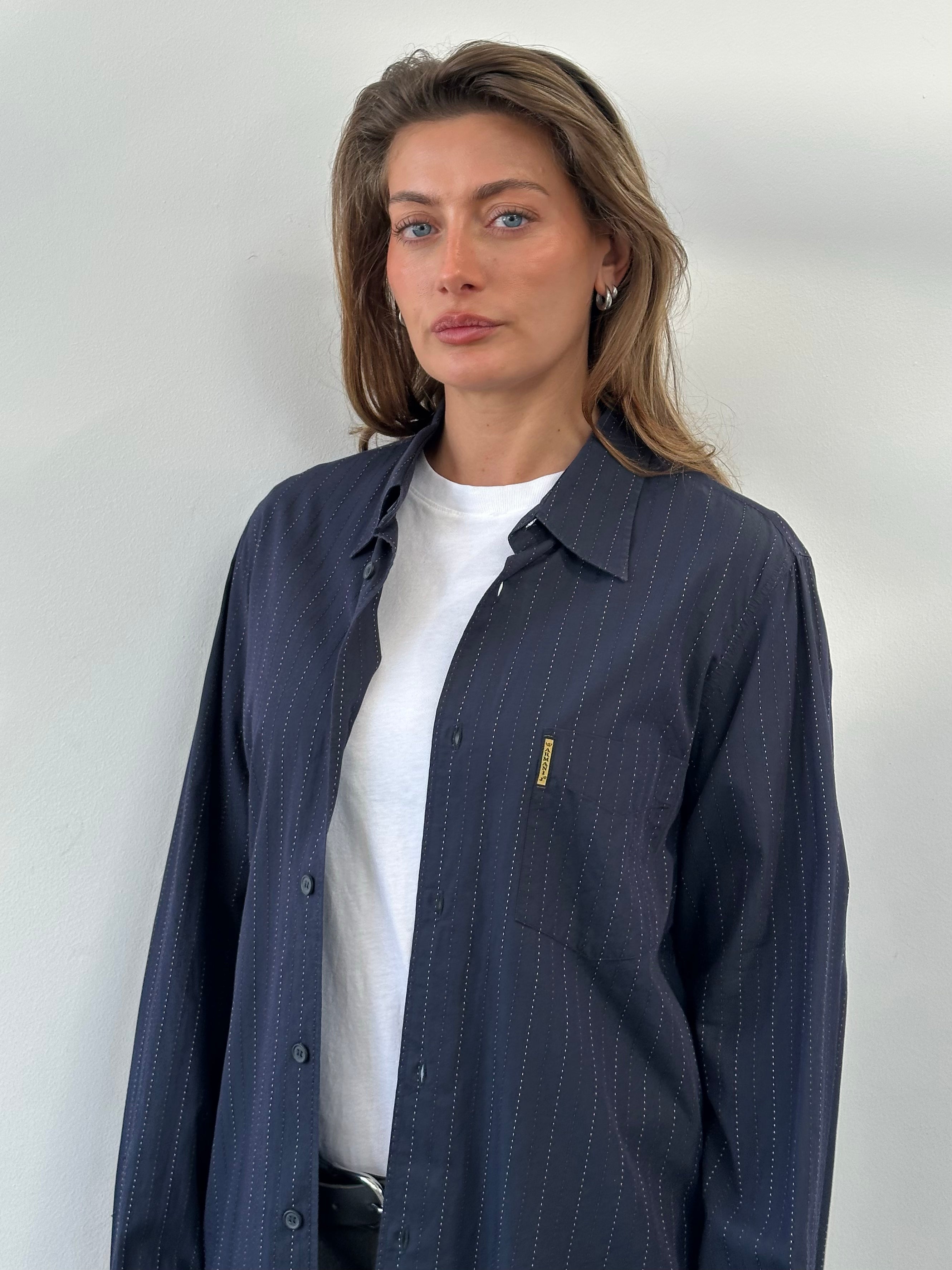 Armani Jeans 1990s Pure Cotton Striped Shirt - M/L