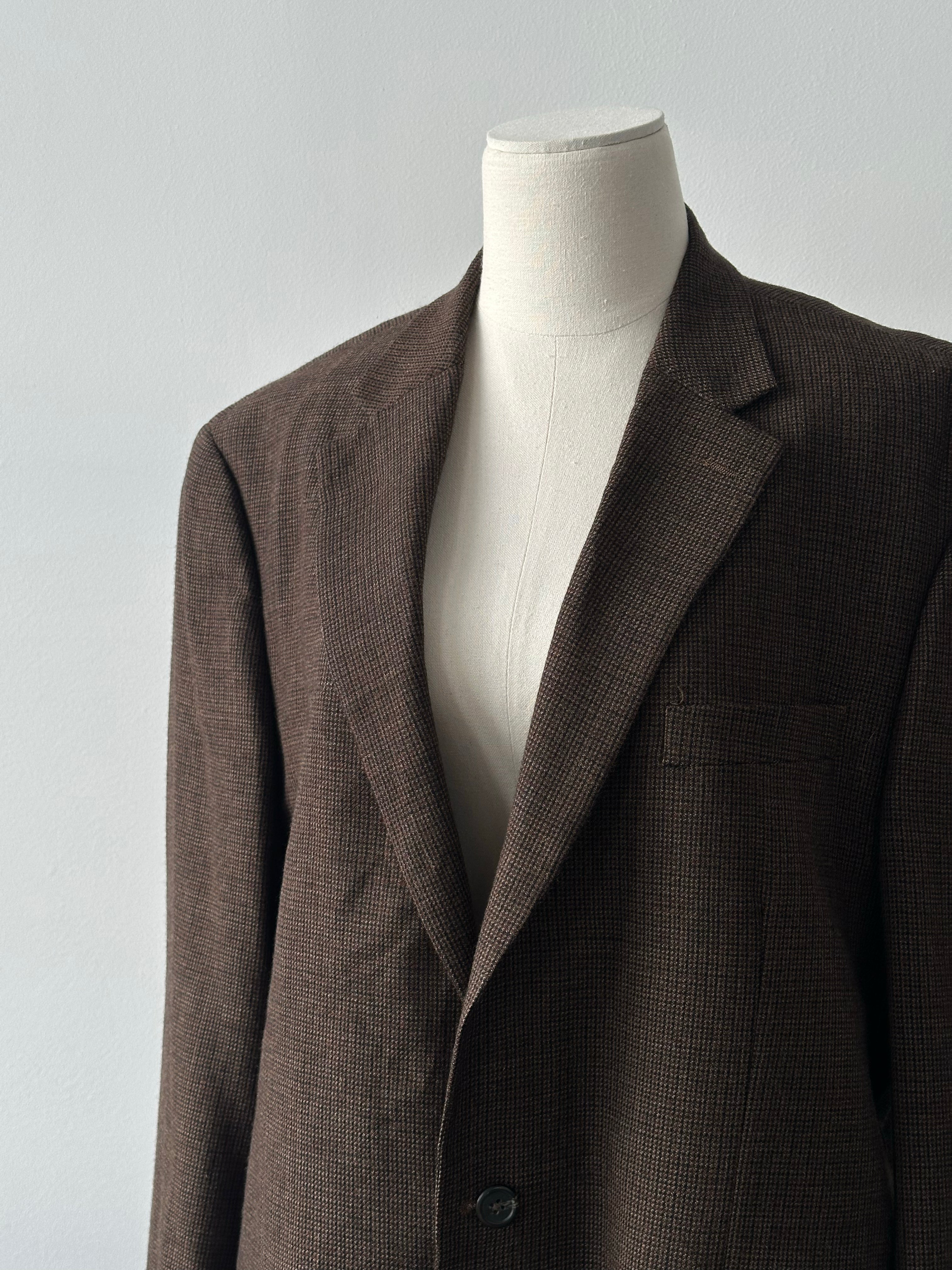 Ralph Lauren 1990s Pure Wool Check Single Breasted Blazer - 44L