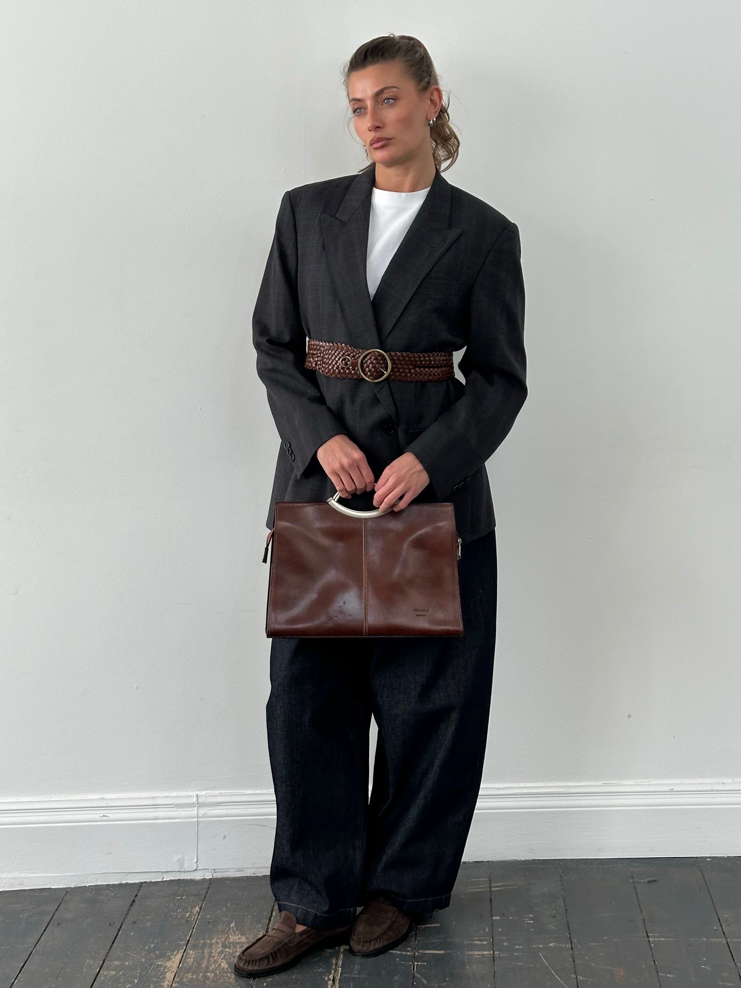 Vintage 1990s Leather Woven Belt - W24-29