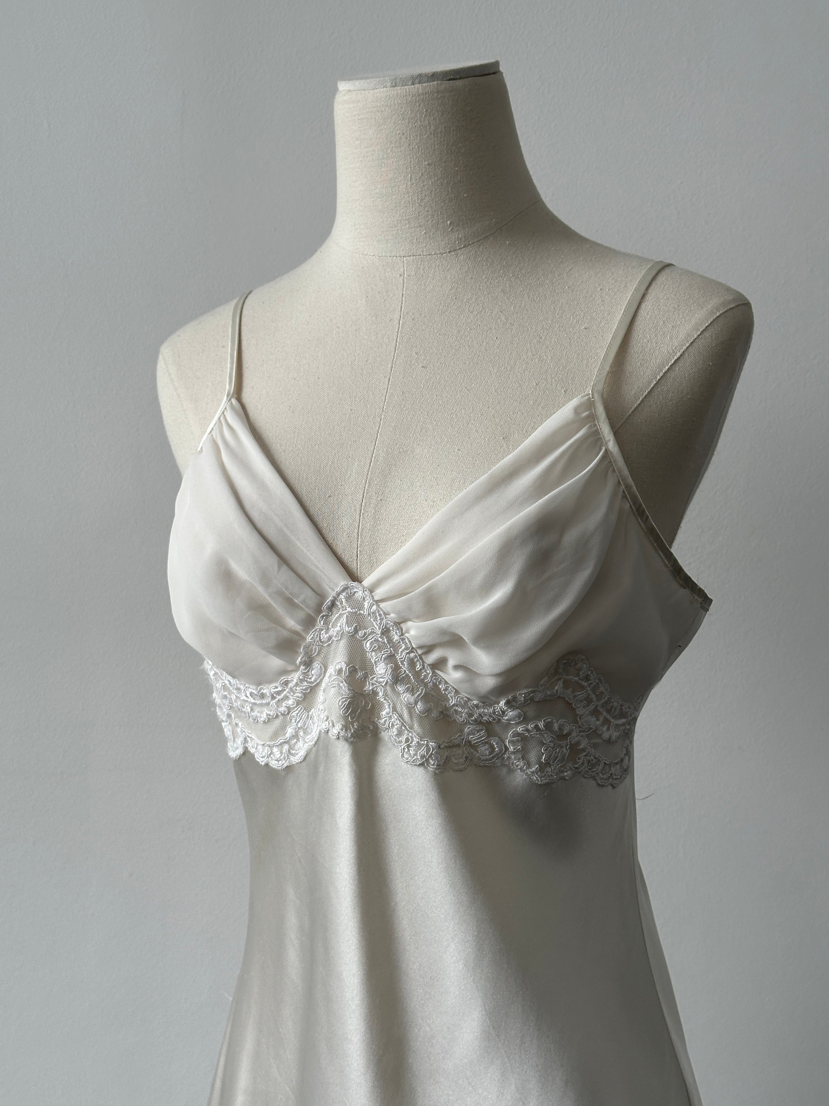 Vintage 2000s Satin Sleeveless Mini Slip Dress - S