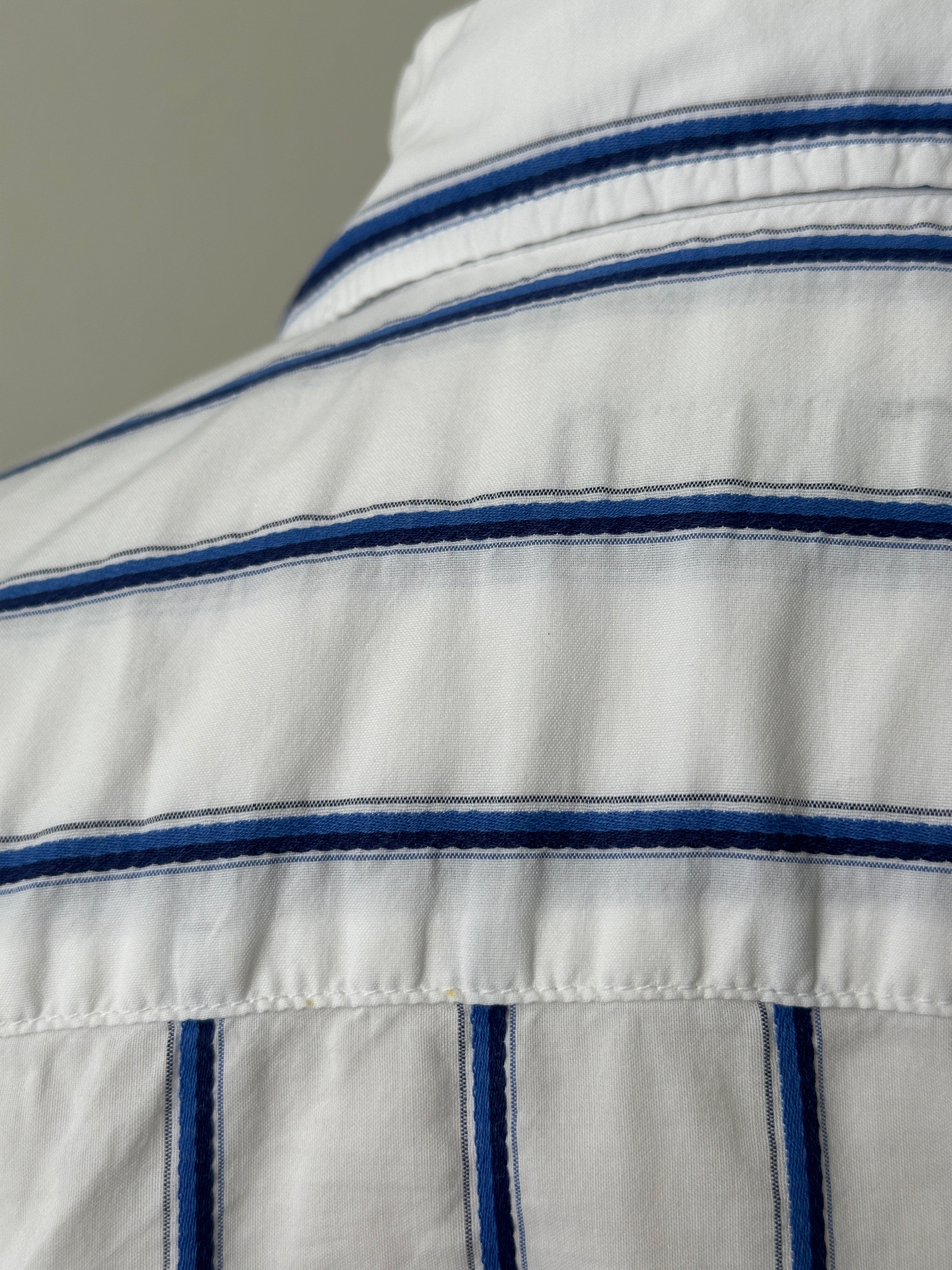 Armani Jeans 1990s Cotton Logo Striped Shirt - L