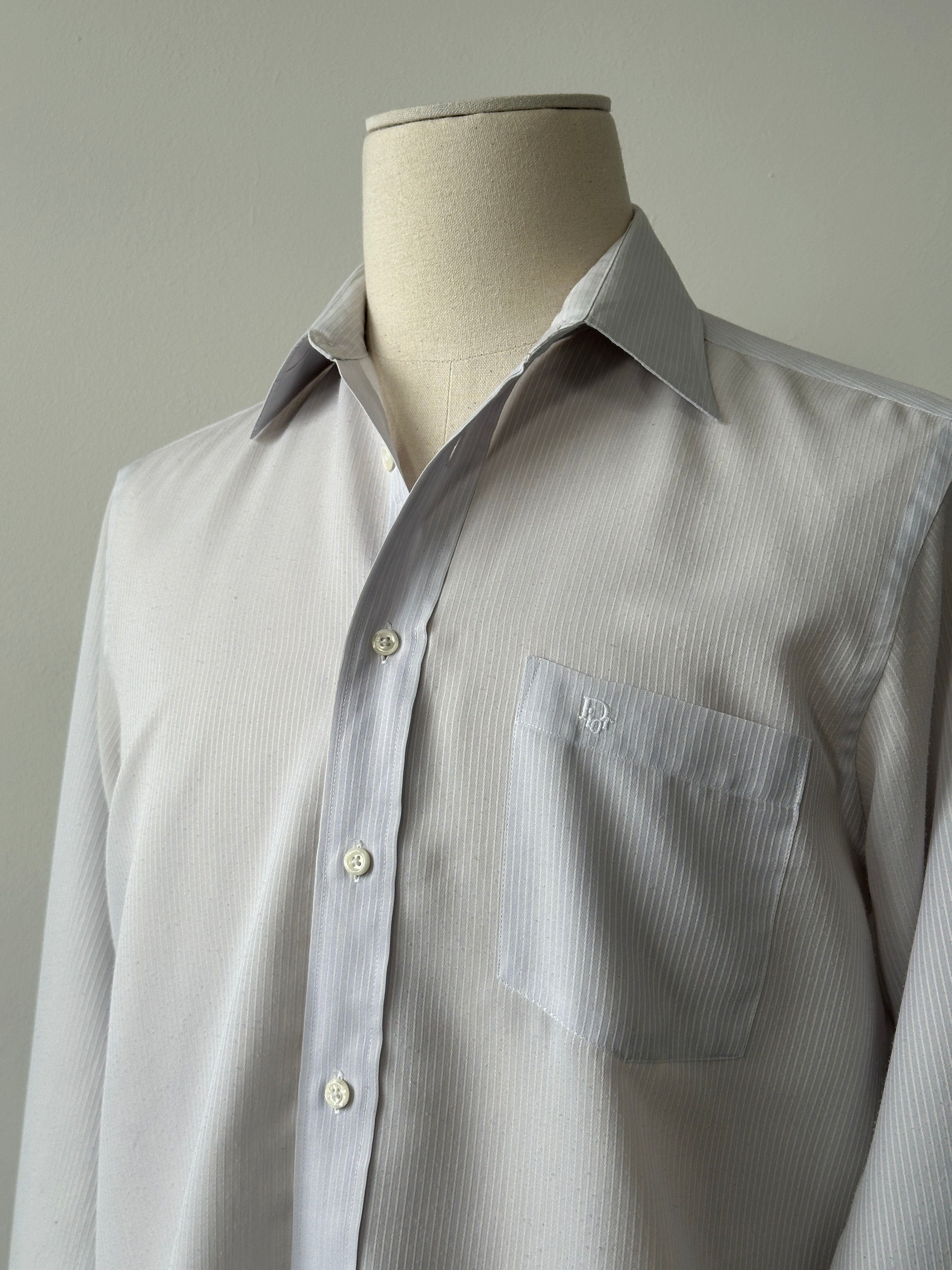 Christian Dior Chemises 1990s Striped Logo Shirt - L