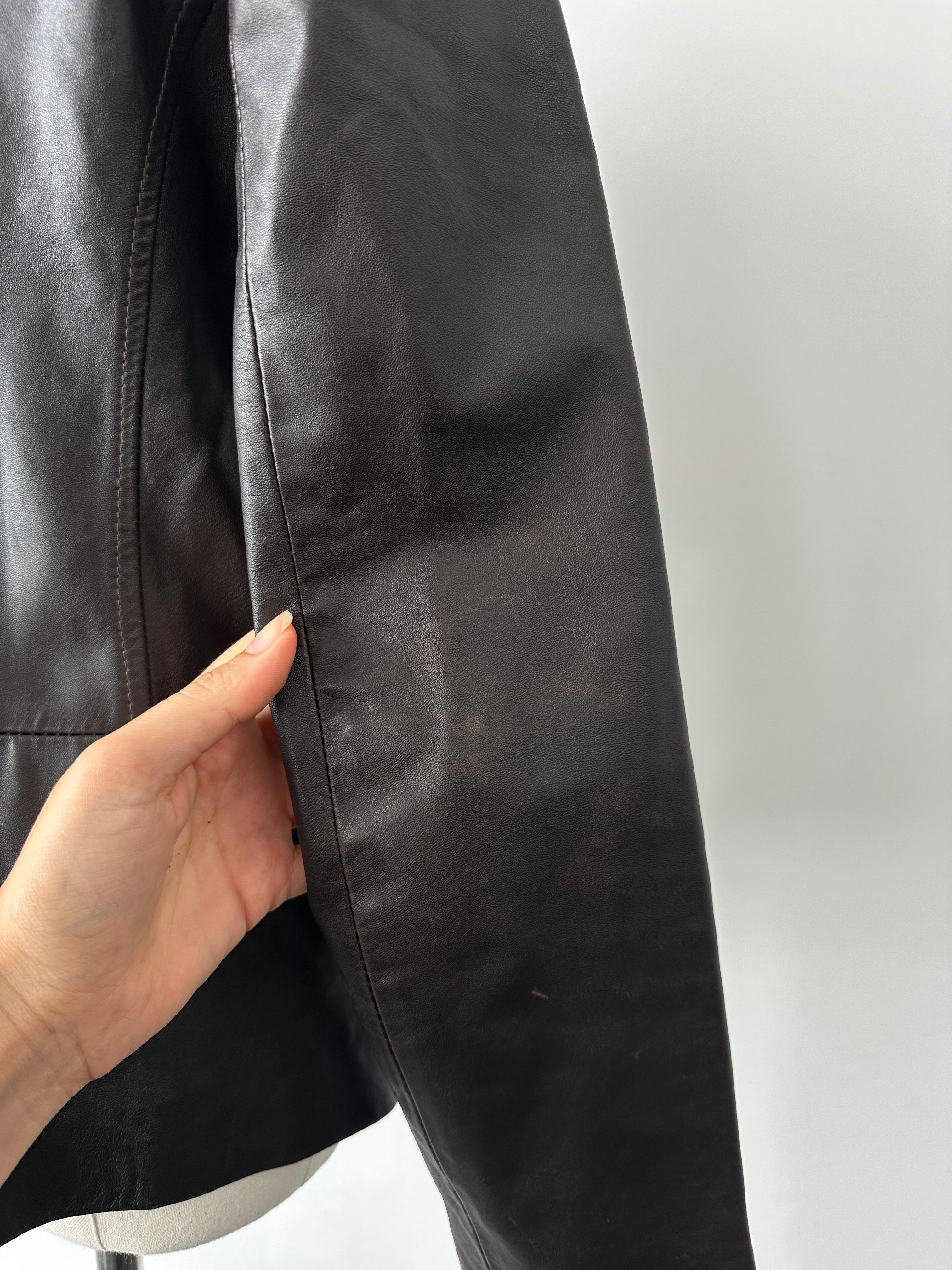 Vintage 1990s Double Zip Leather Jacket - S-M