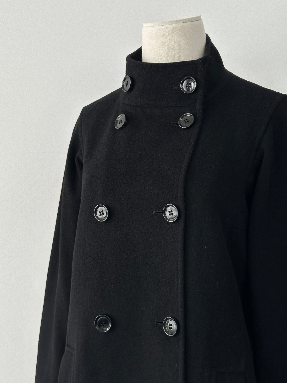 Jaeger 2000s Wool High Neck Double Breasted Coat - S