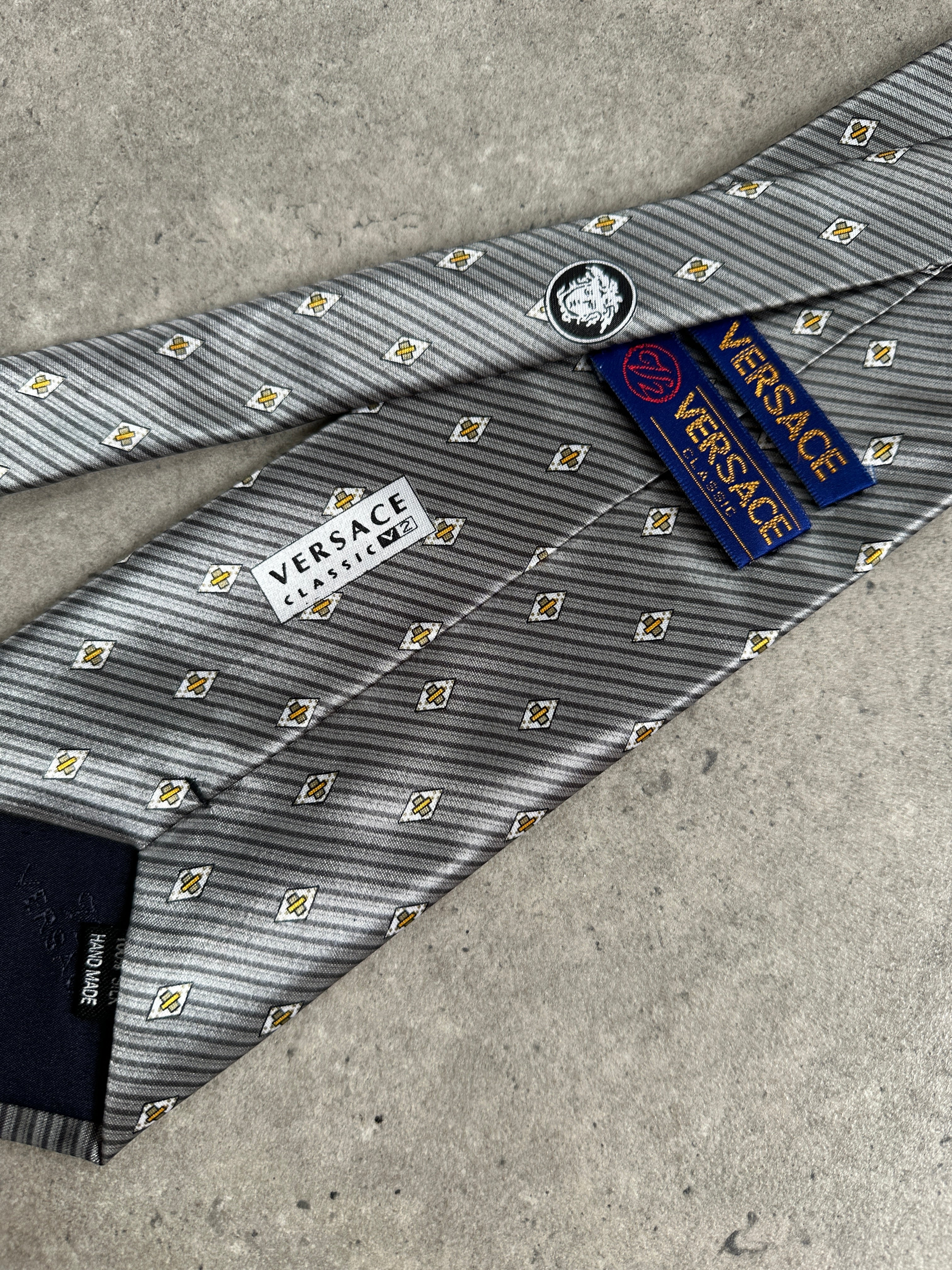 Versace Classic V2 1990s Pure Silk Logo Tie