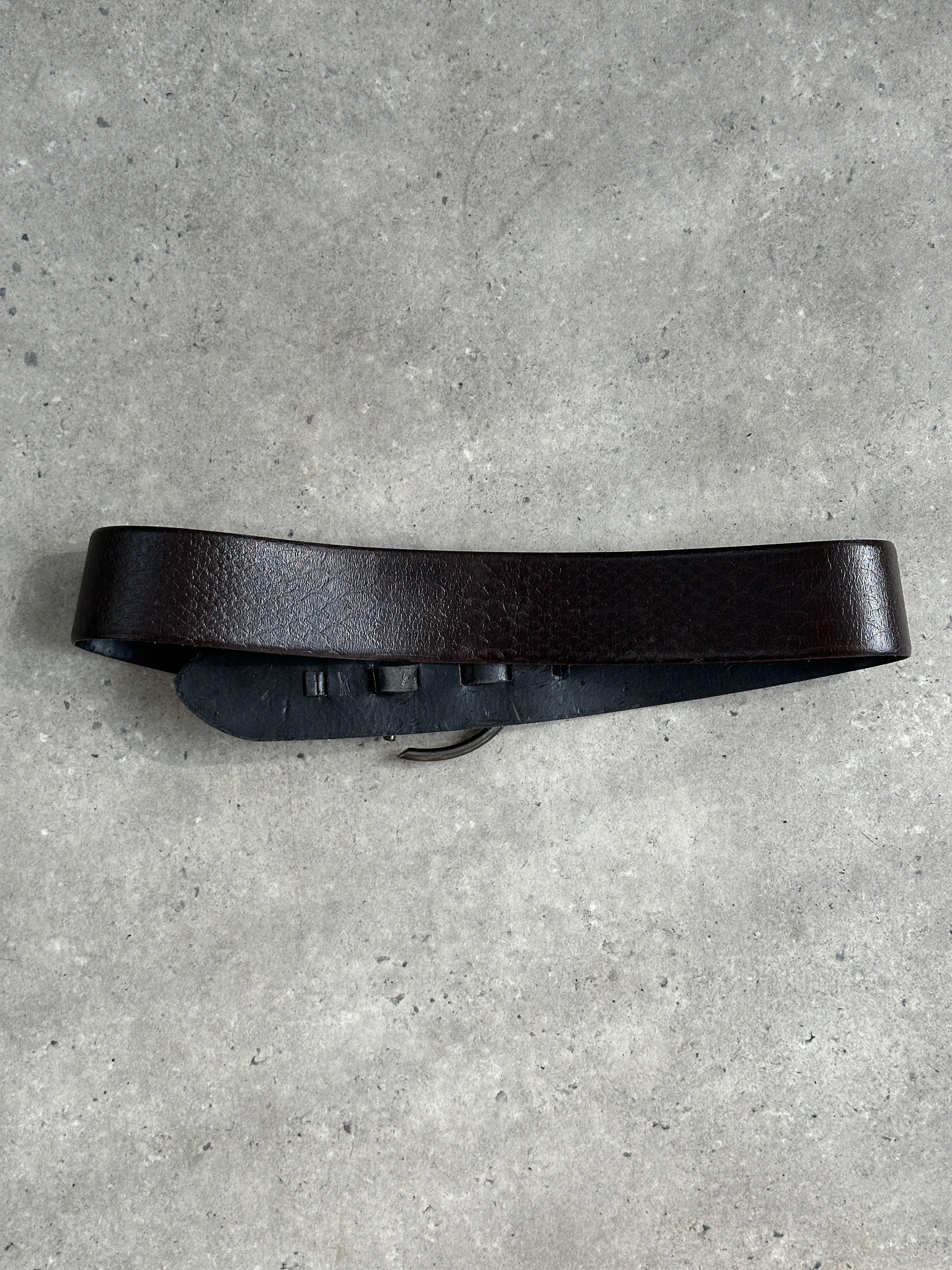 Vintage 1990s Leather Chunky D Ring Belt - W35-38