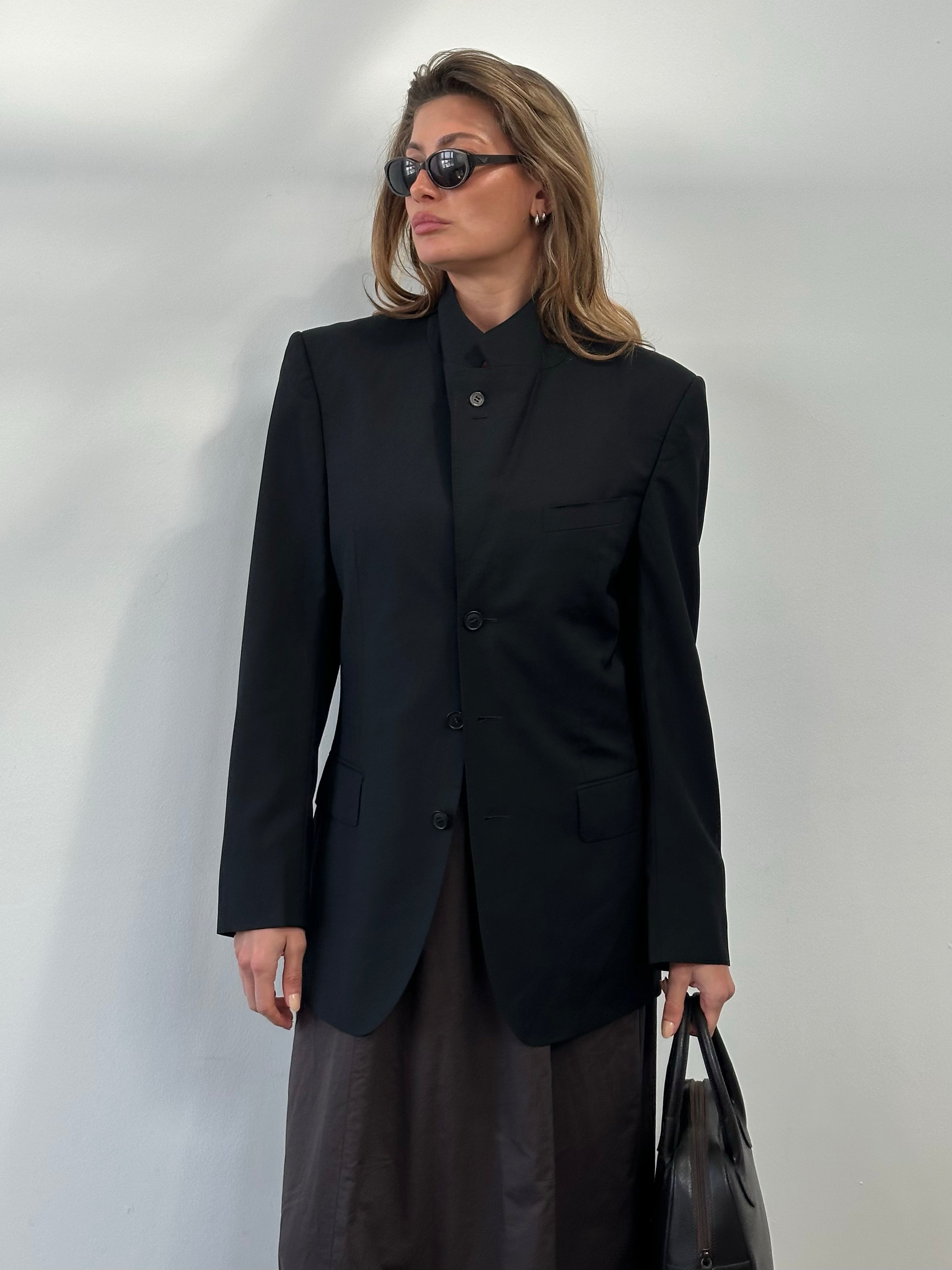 Yves Saint Laurent Rive Gauche 1990s Wool High Neck Blazer - S