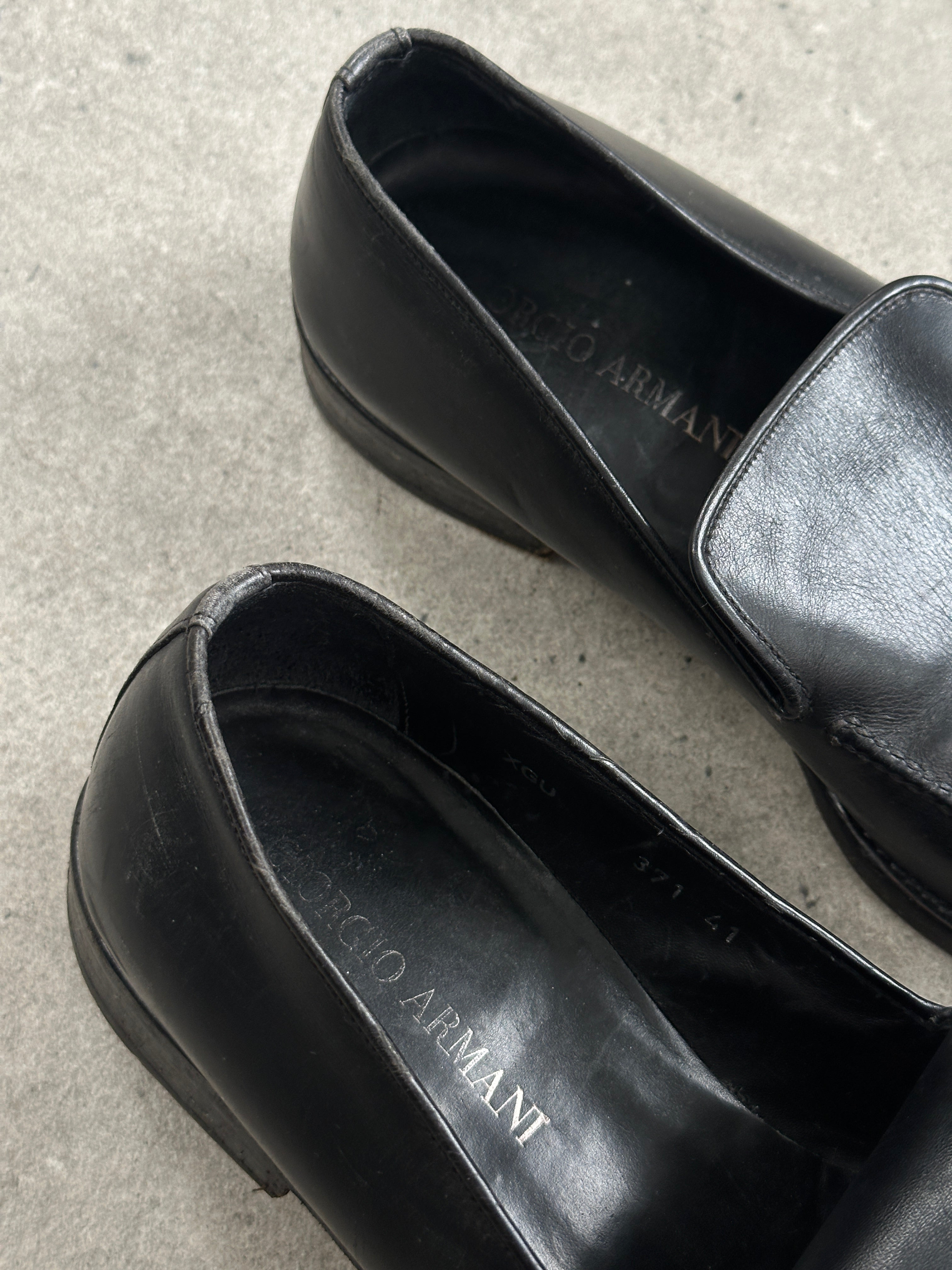 Giorgio Armani 1990s Leather Apron Toe Loafers - UK 7