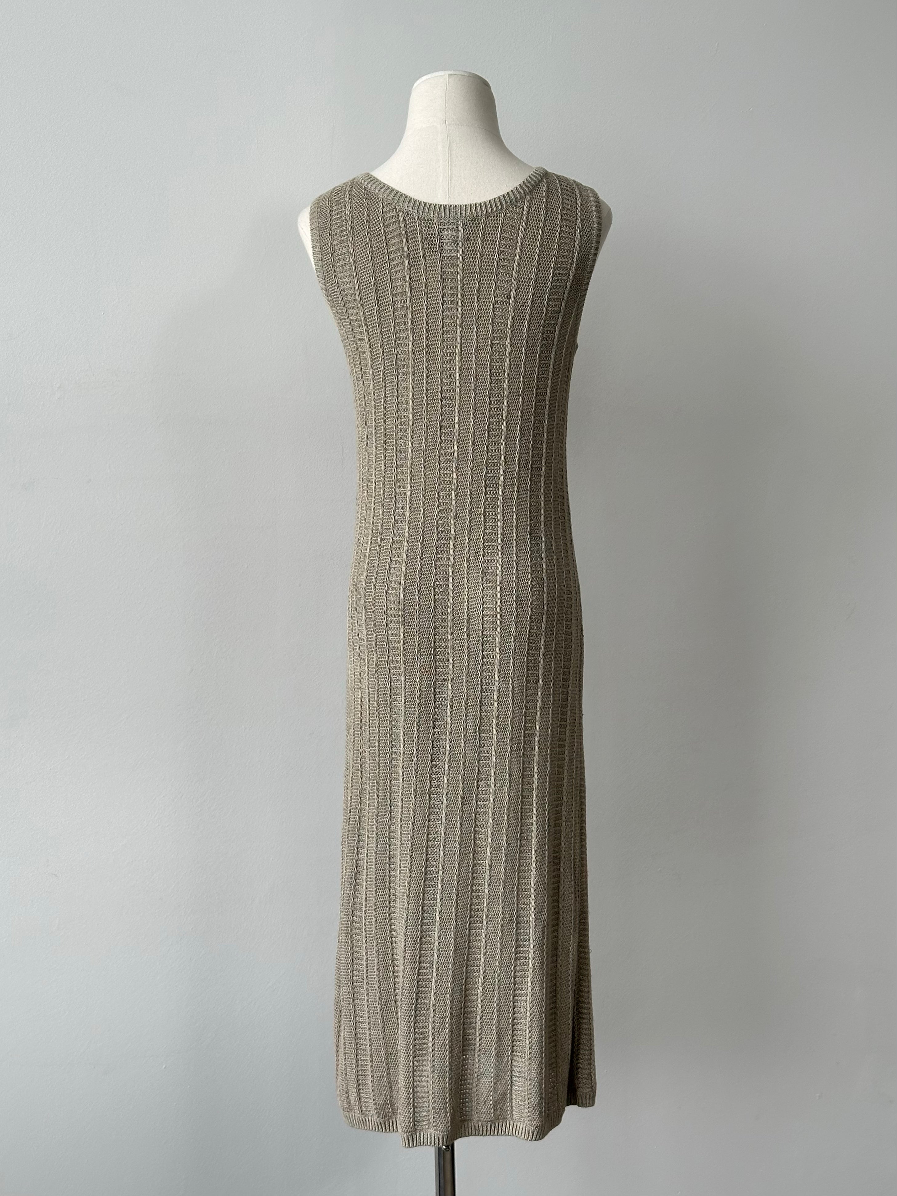 DKNY 1990s Linen Open Knit Midi Dress - S-M