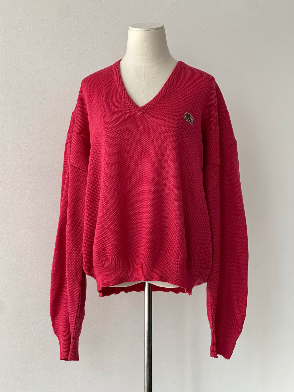 Burberry 1980s V Neck Logo Knit Jumper - L