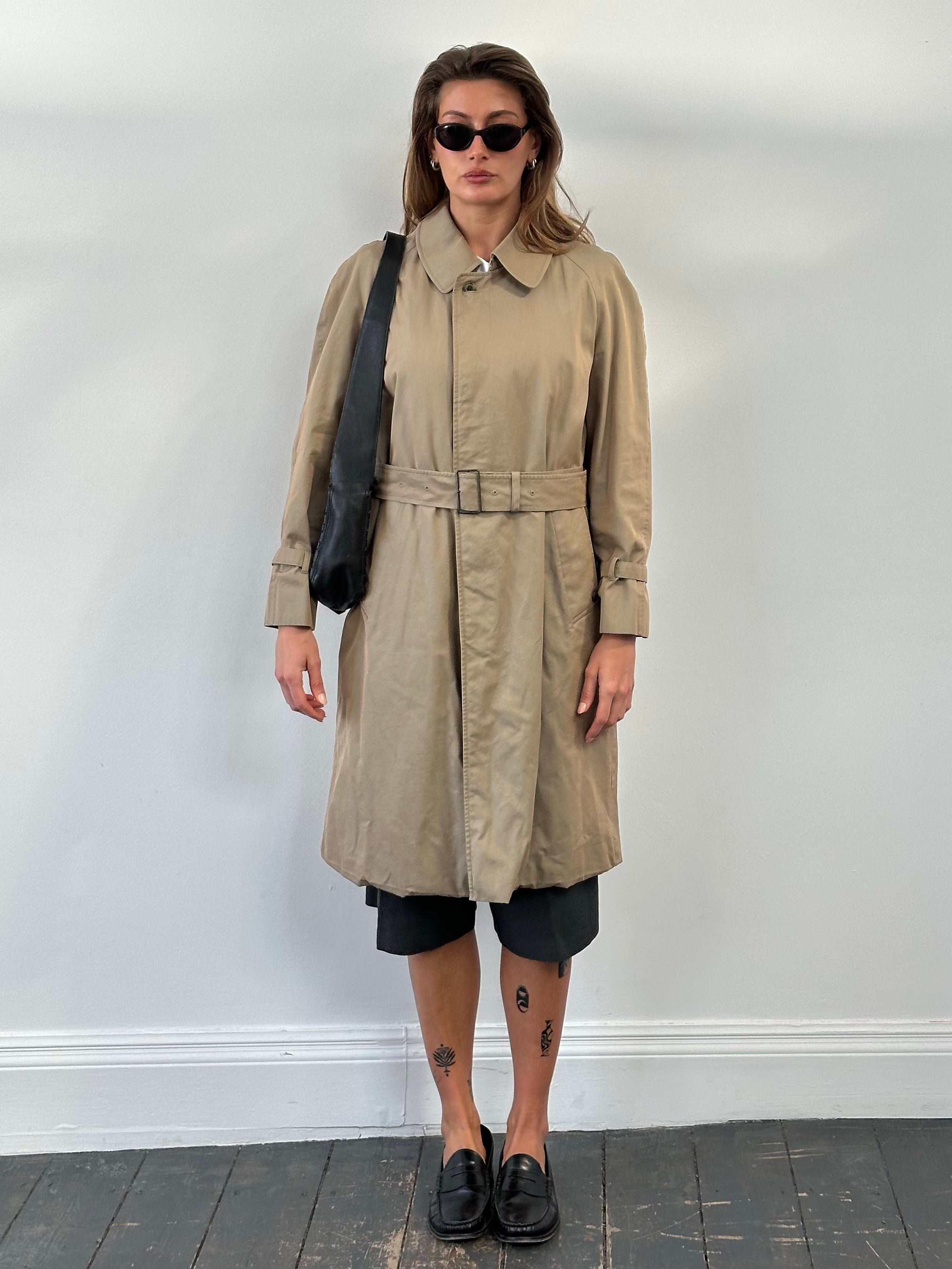 Aquascutum 1990s Pure Cotton Belted Trench - S