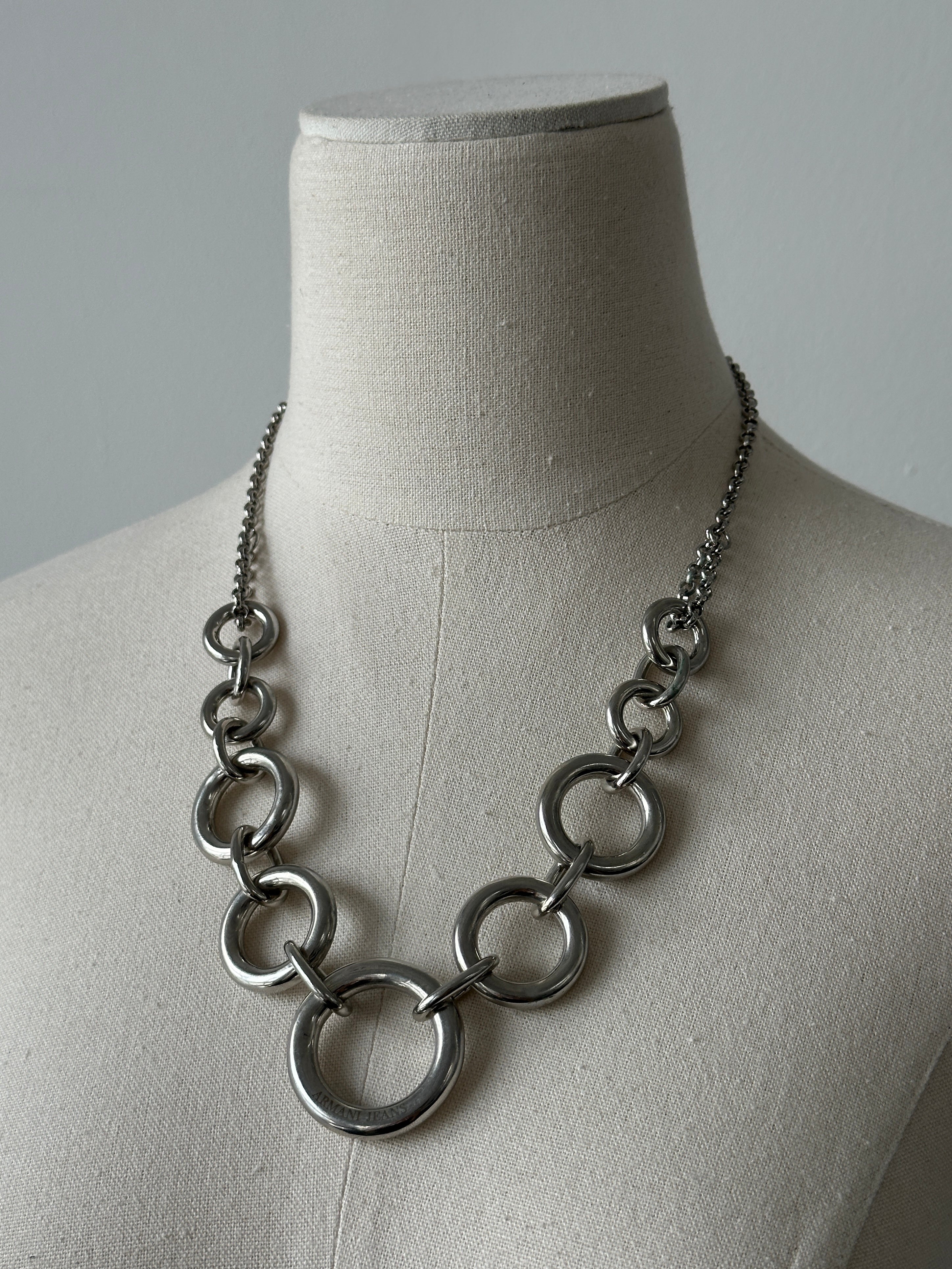 Armani Jeans 2000s Chain Link Logo Necklace