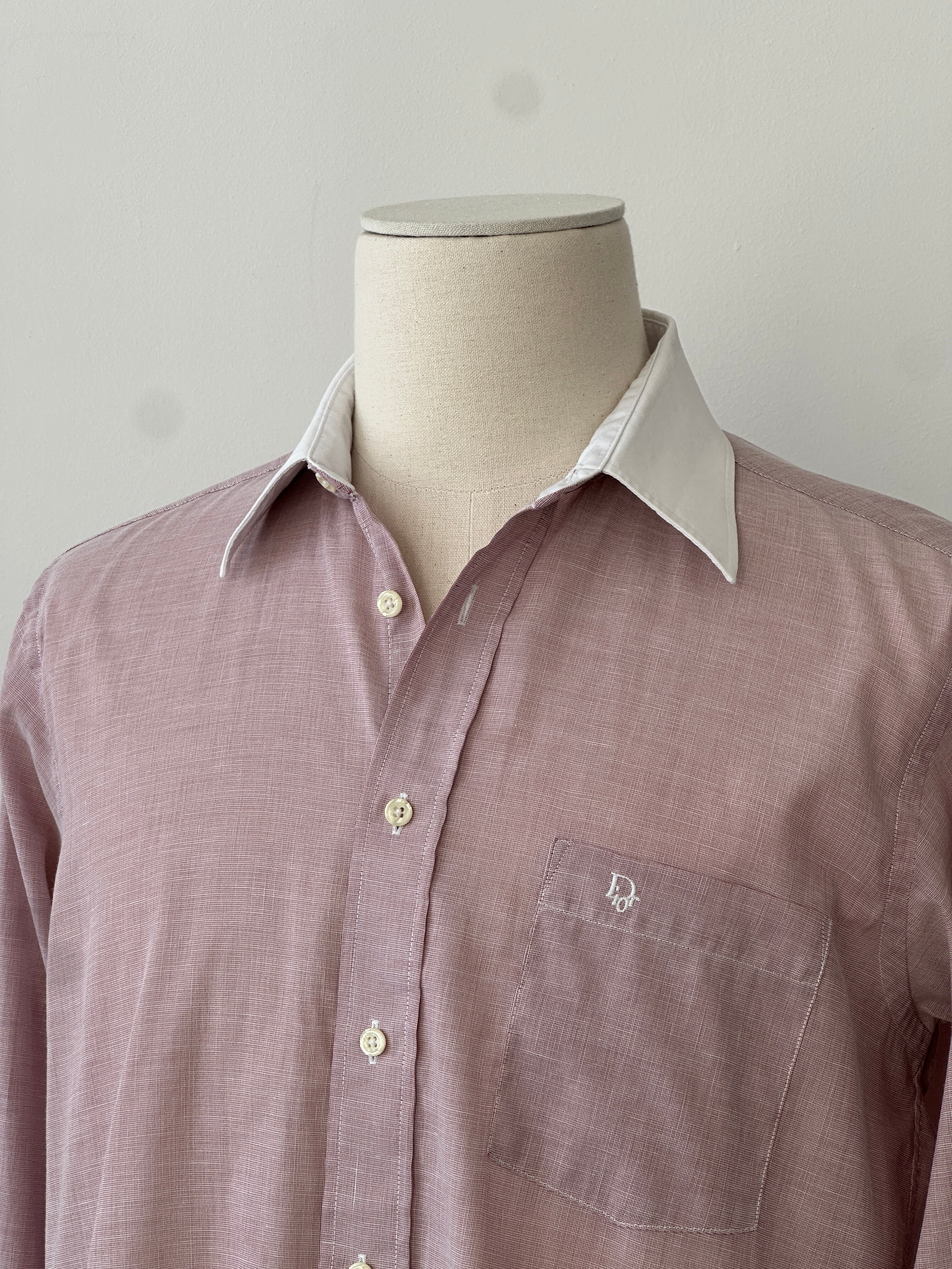 Christian Dior Chemises 1990s Contrast Collar Cotton Shirt - S