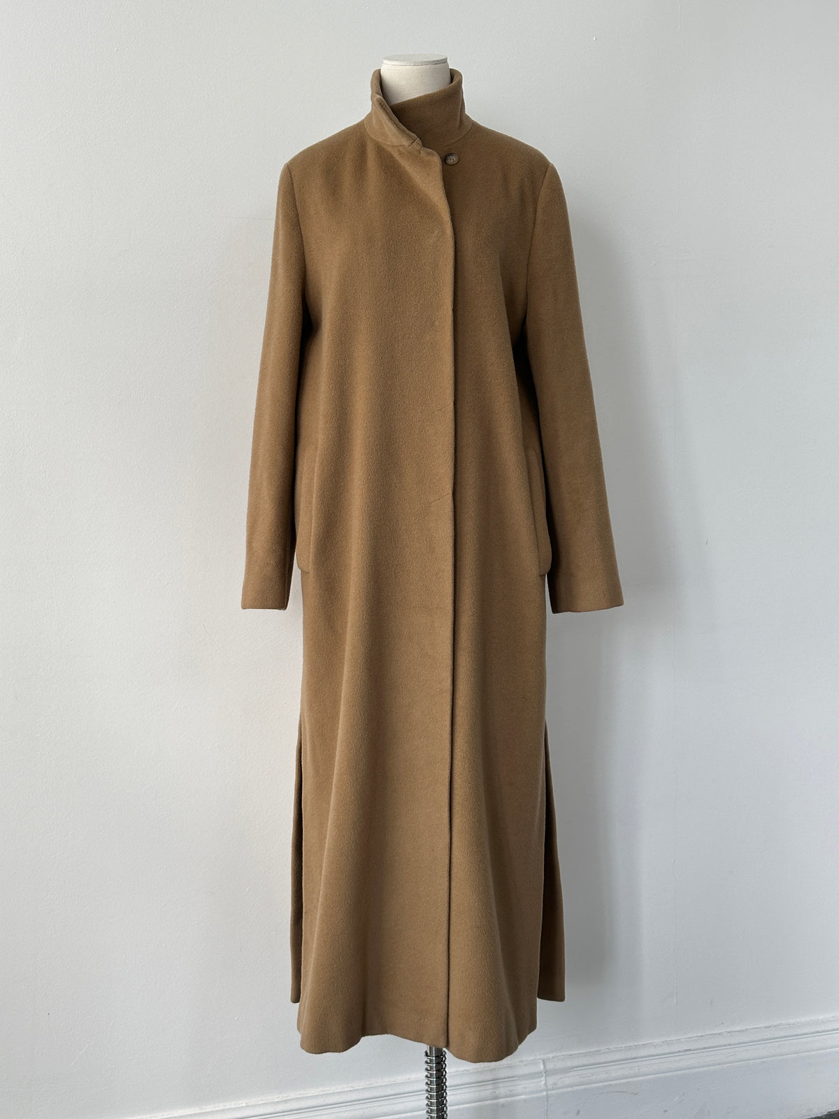 Iblues Italian Vintage 1990s Wool High Neck Floor Length Coat - L