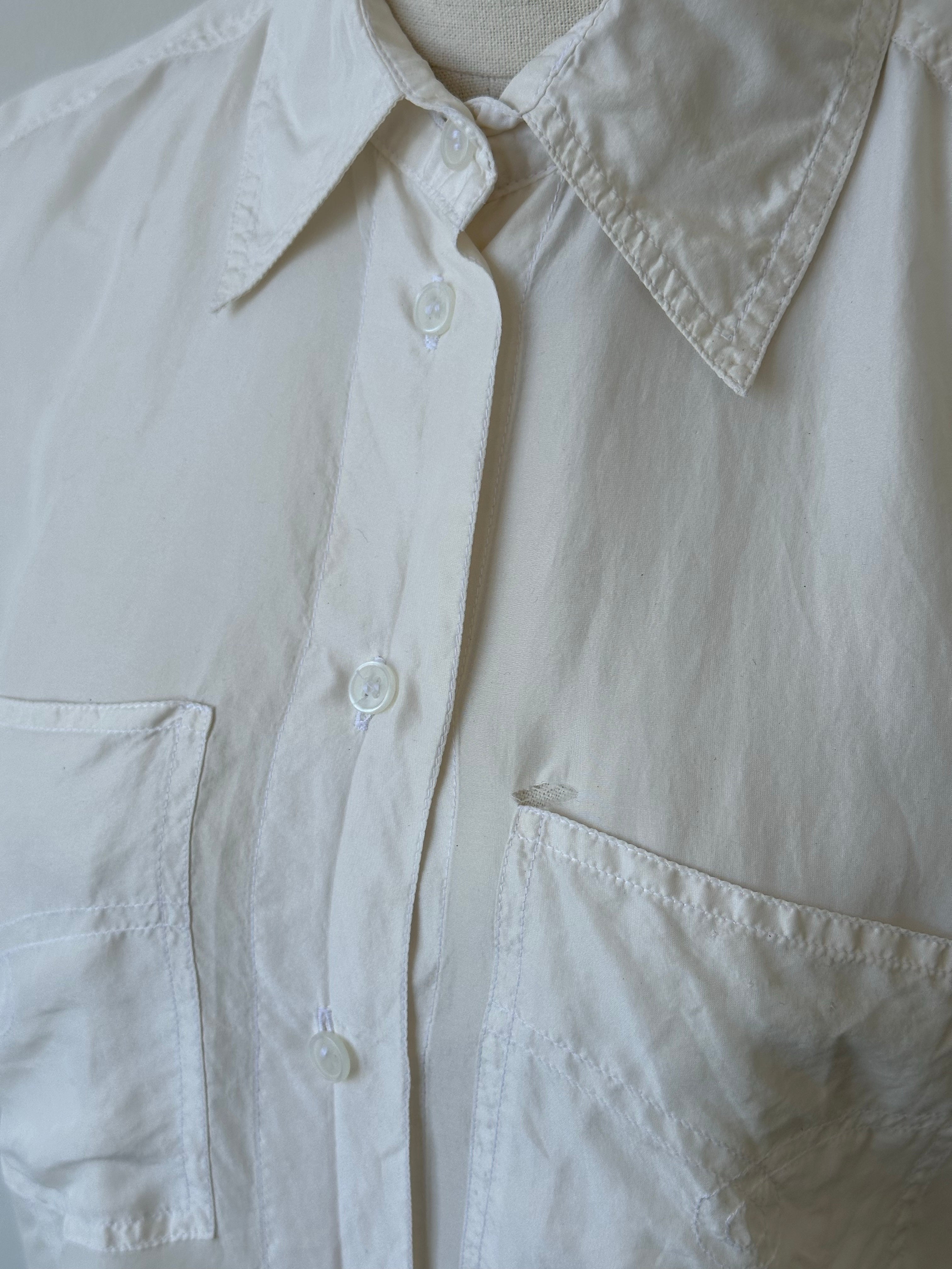 Vintage 1990s Pure Silk Sleeveless Shirt - L