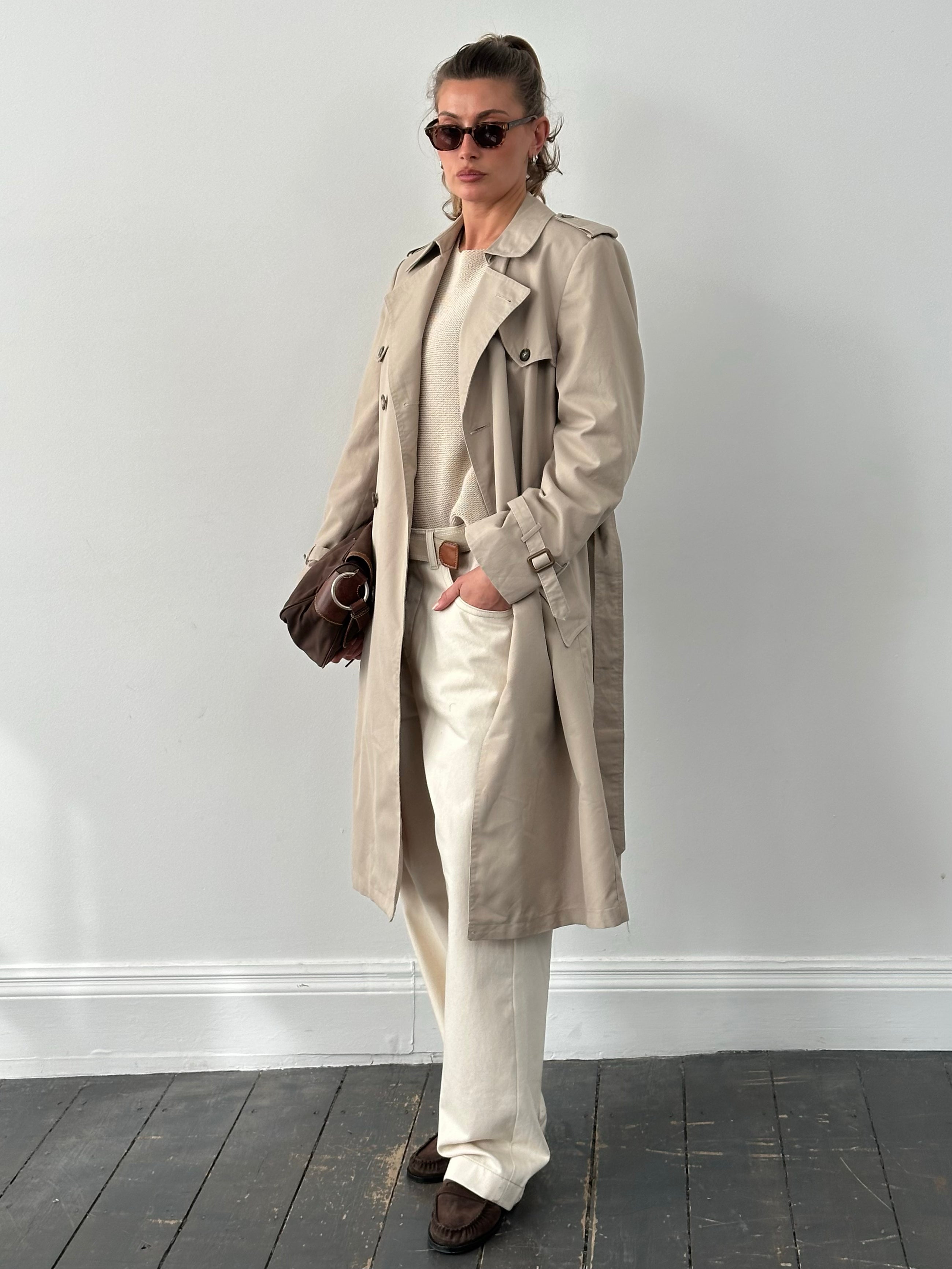 Christian Dior 1980s Cotton Double Breasted Trench Coat - M