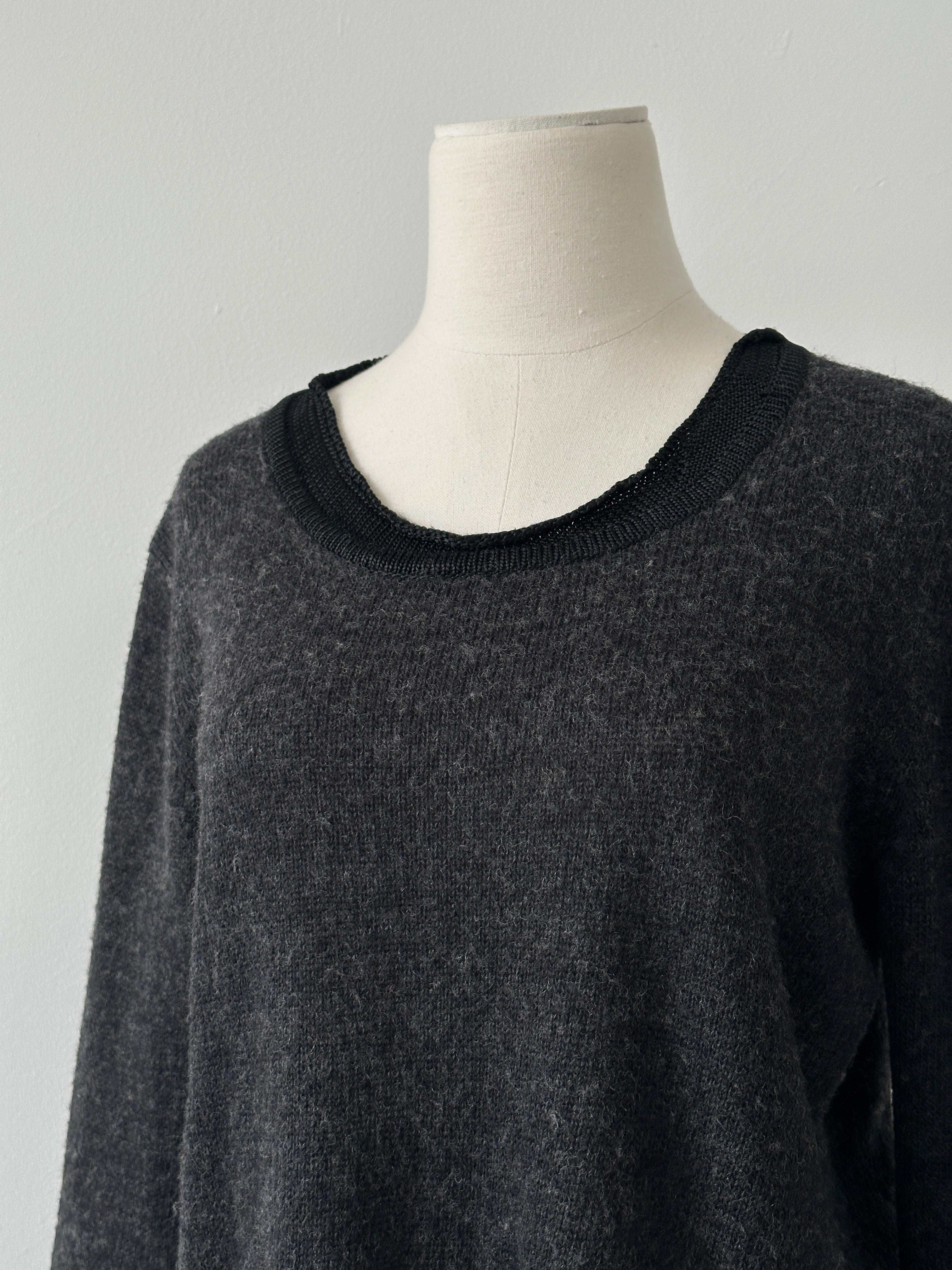 Emporio Armani 1990s Shetland Wool Boxy Bell Sleeve Jumper - M-L