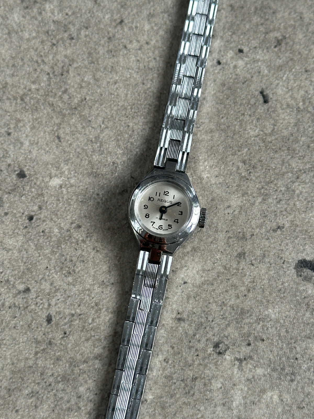 Regus 1970s Swiss Silver ToneJewel Mechanical Watch