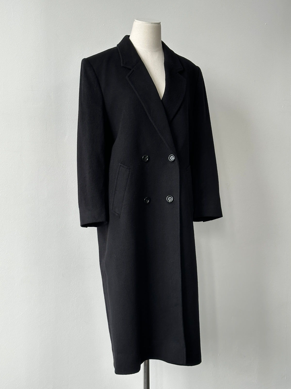 Vintage 1990s Pure Cashmere Double Breasted Coat - S-M