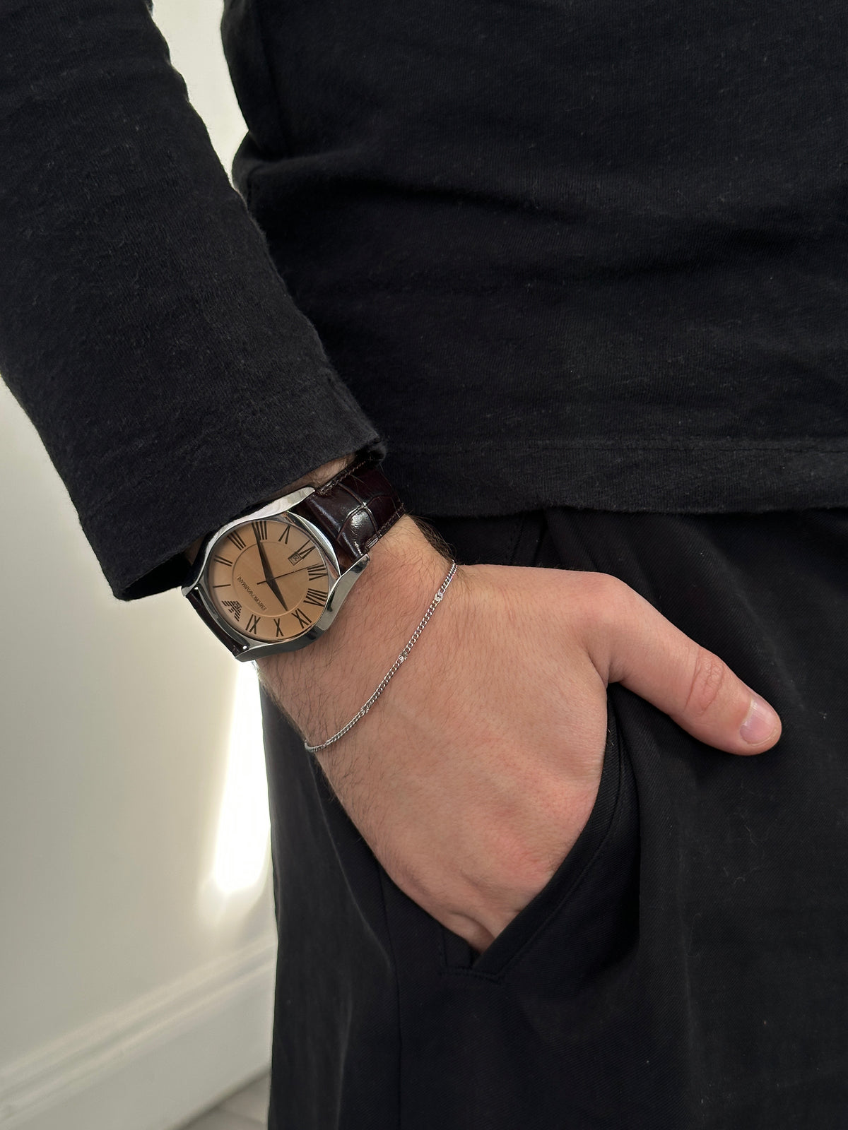 Emporio Armani 2000s Leather Quartz Watch