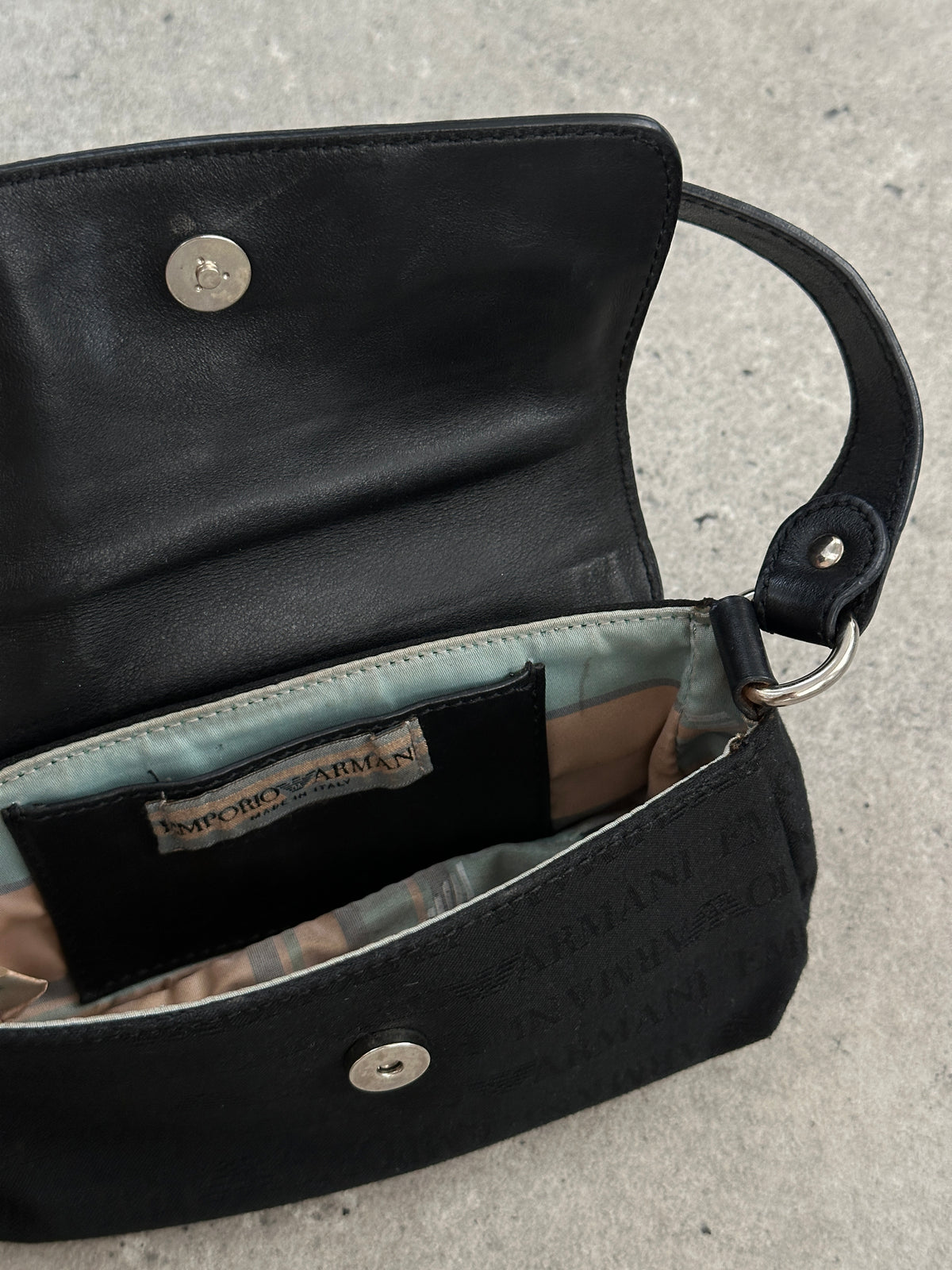 Emporio Armani 1990s Leather Monogram Mini Shoulder Bag