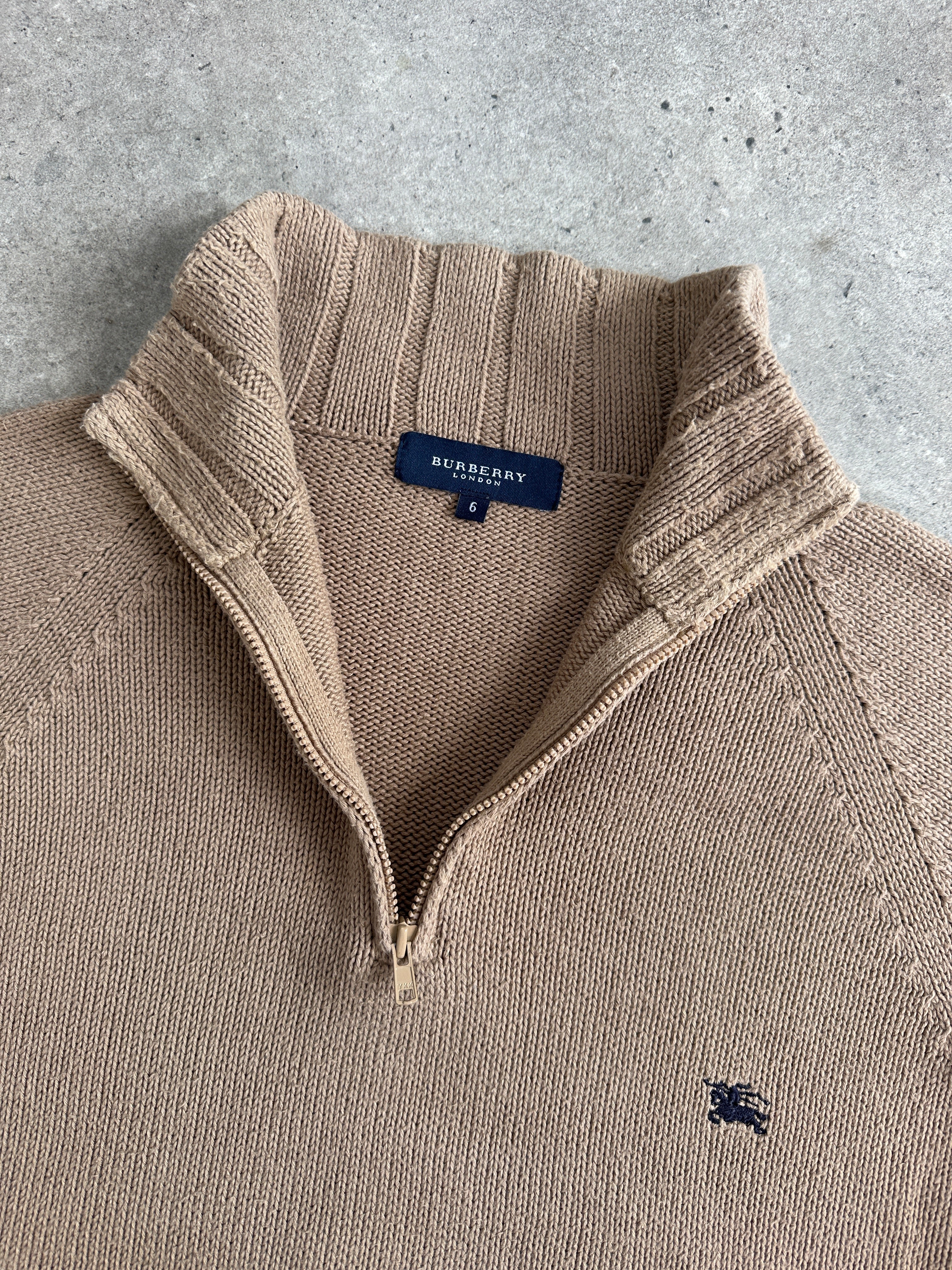 Burberry London 2000s Pure Cotton Quarter Zip Jumper - M | SYLK