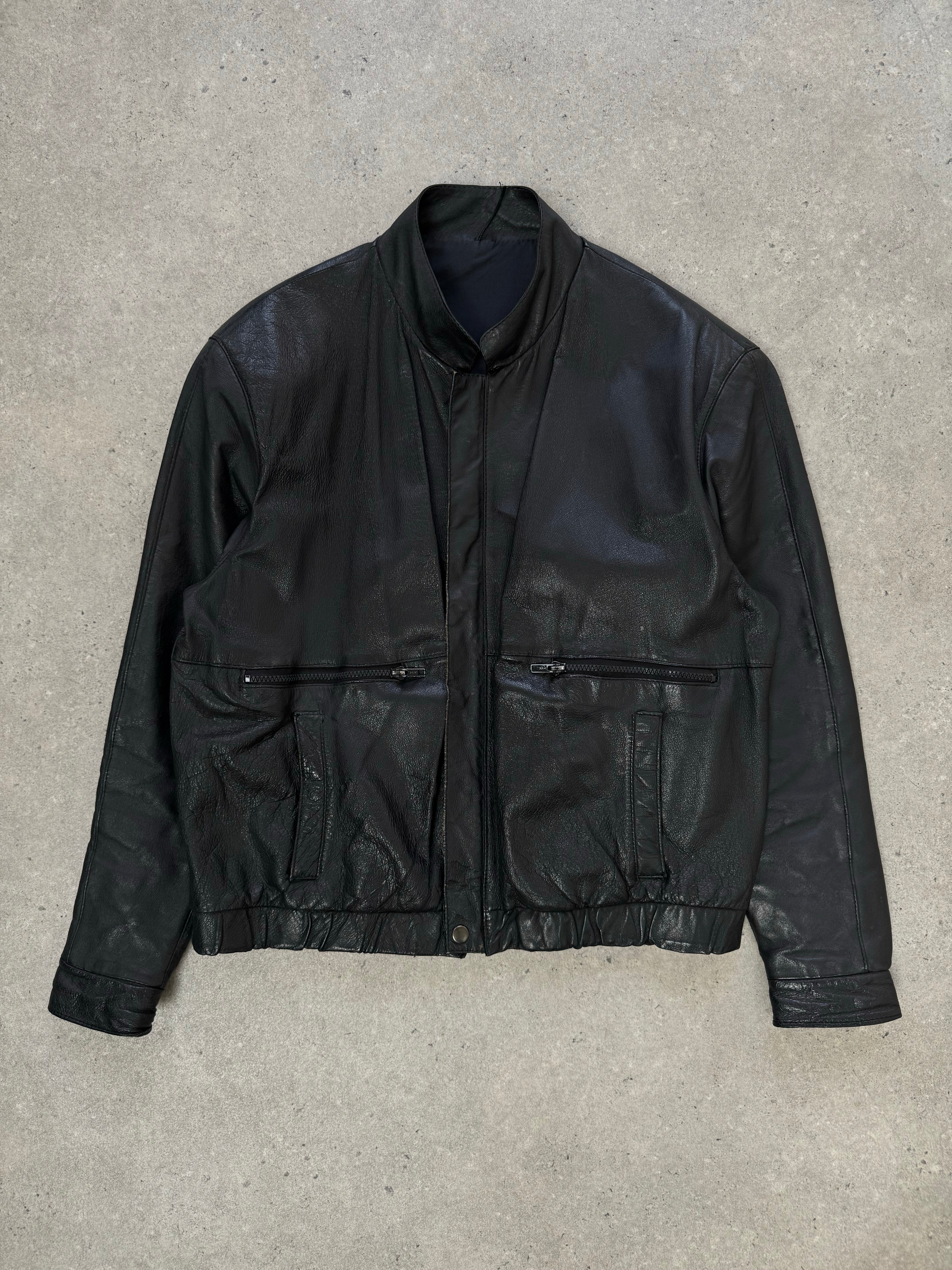 Vintage 1990s Leather Minimal Leather Jacket - M