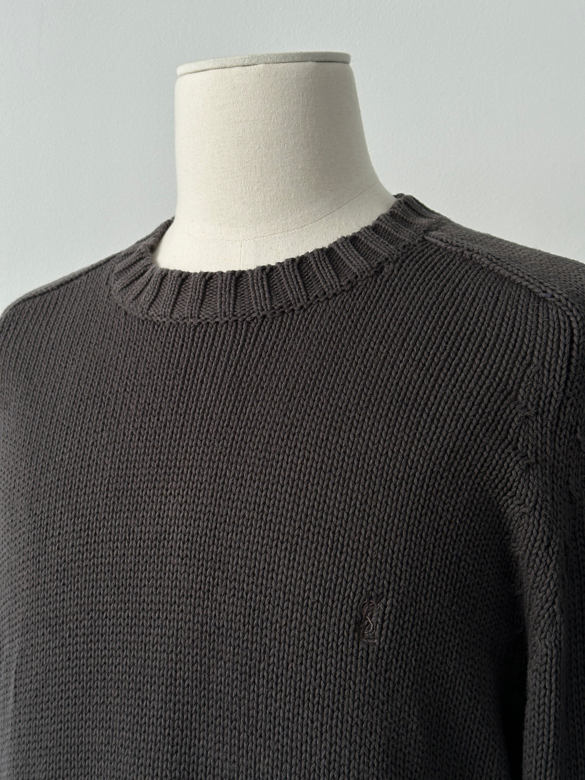 Yves Saint Laurent Pour Homme 2000s Pure Cotton Knit Logo Jumper - XL