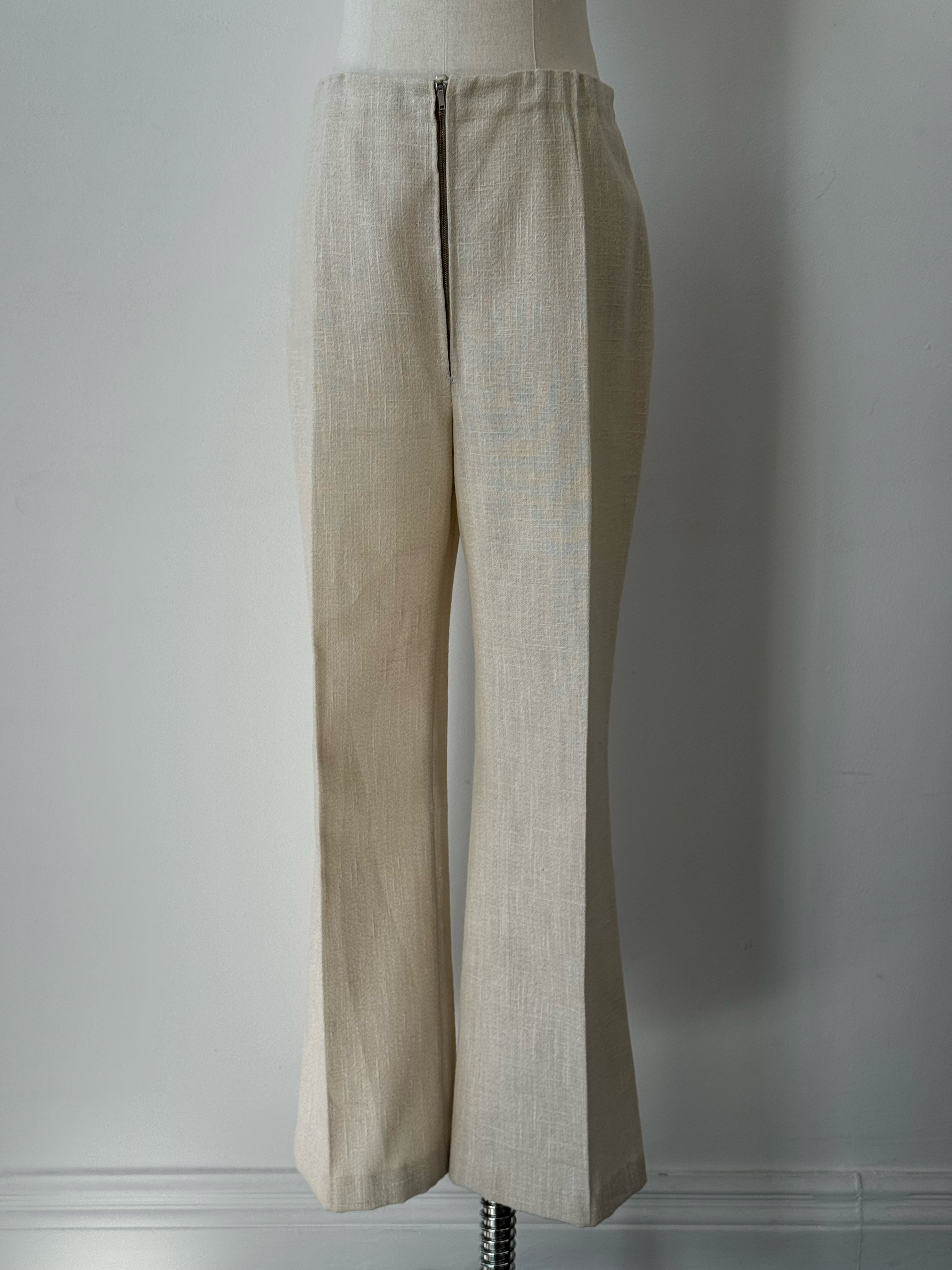Vintage 1990s Linen High Waist Cropped Trouser -