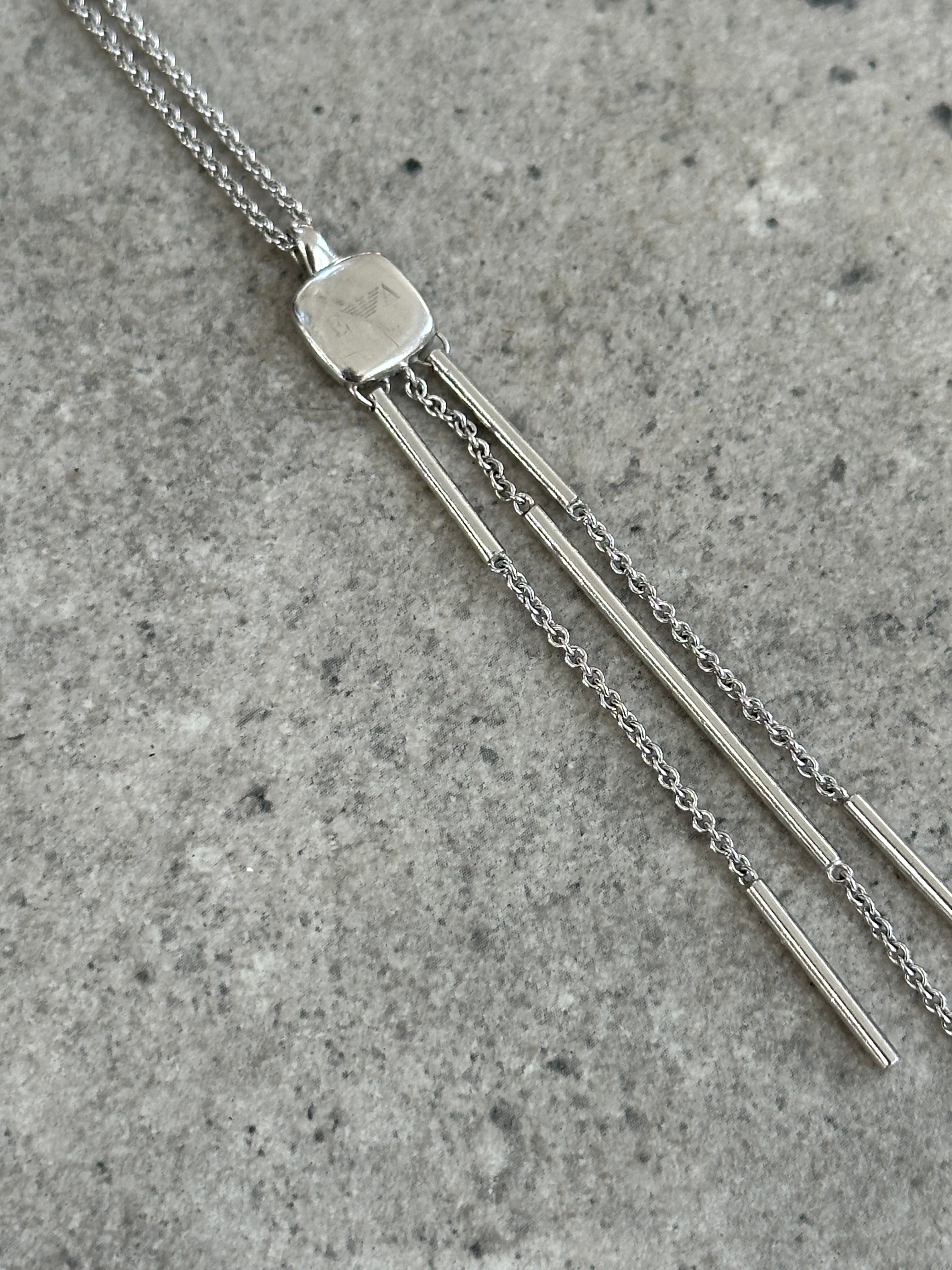 Emporio Armani 2000s Sterling Silver Lariat Necklace